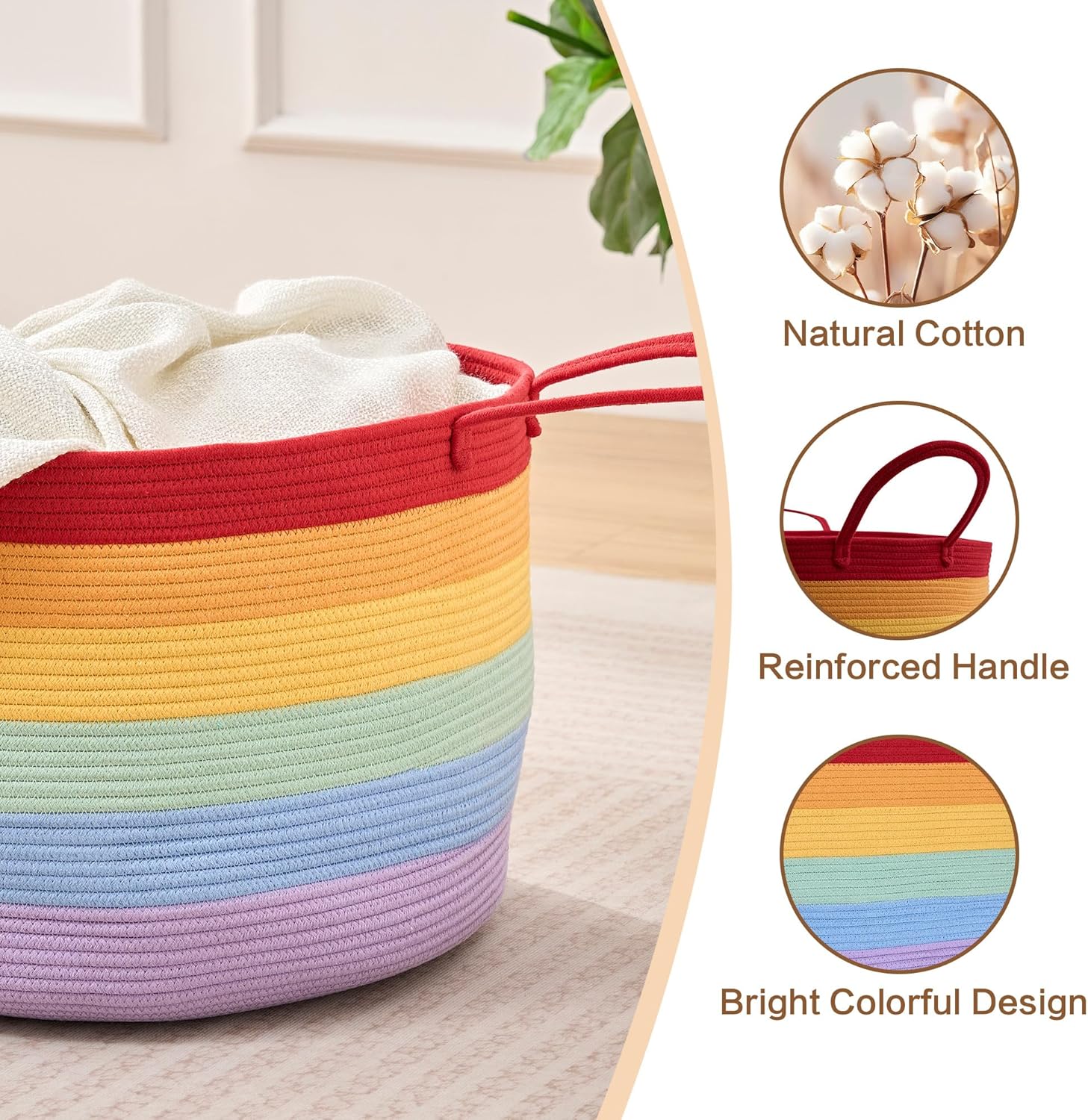 VECELO Large Blanket Basket (20.1" x 12.6")