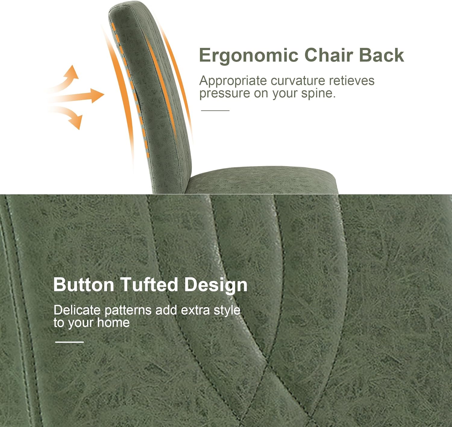 VECELO Upholstered Dining Chairs Set of 2 Modern Fabric and Solid Wood Legs & High Back