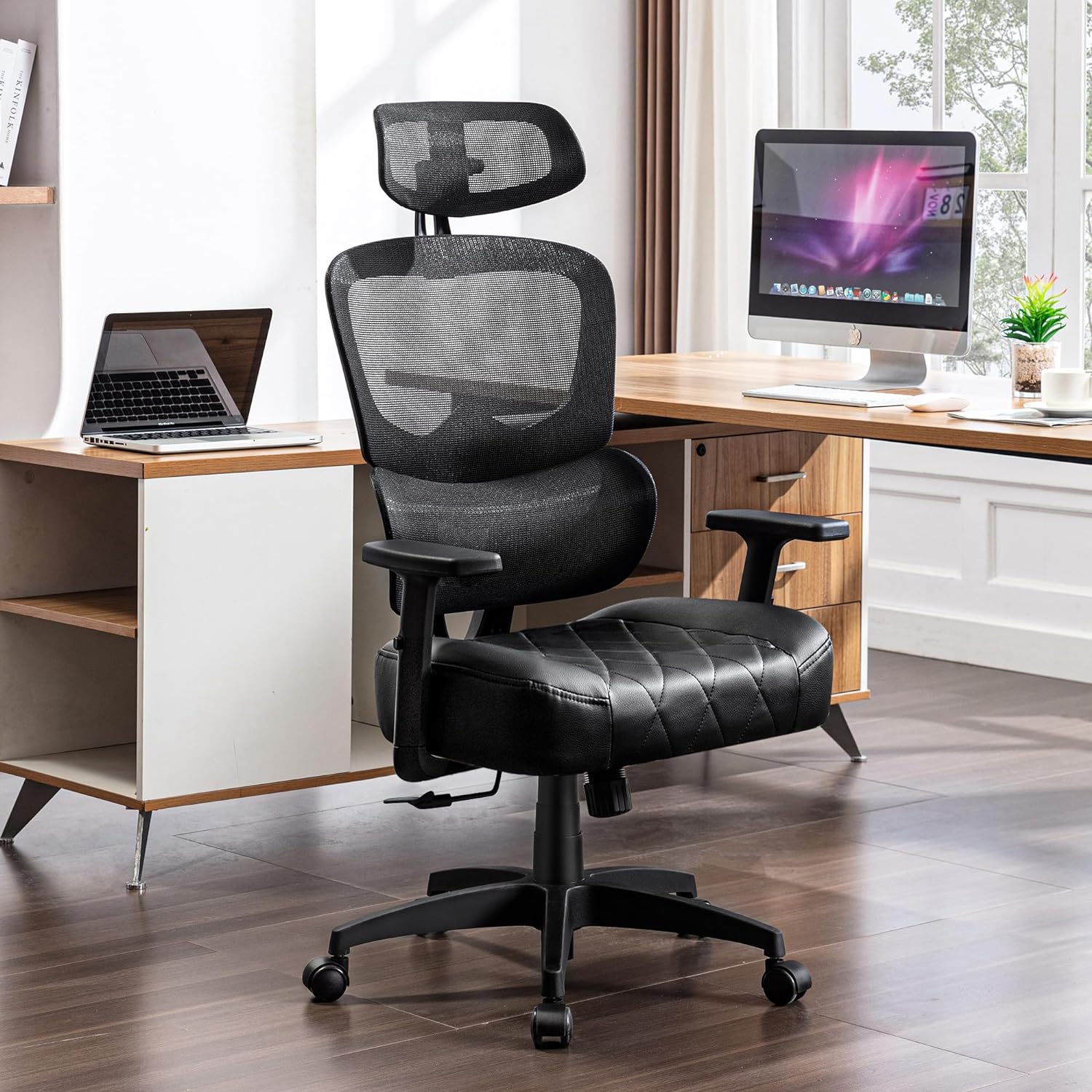 VECELO Tall Swivel Ergonomic High Back Mesh Office Chair with Adjustable Headrest&Armrest