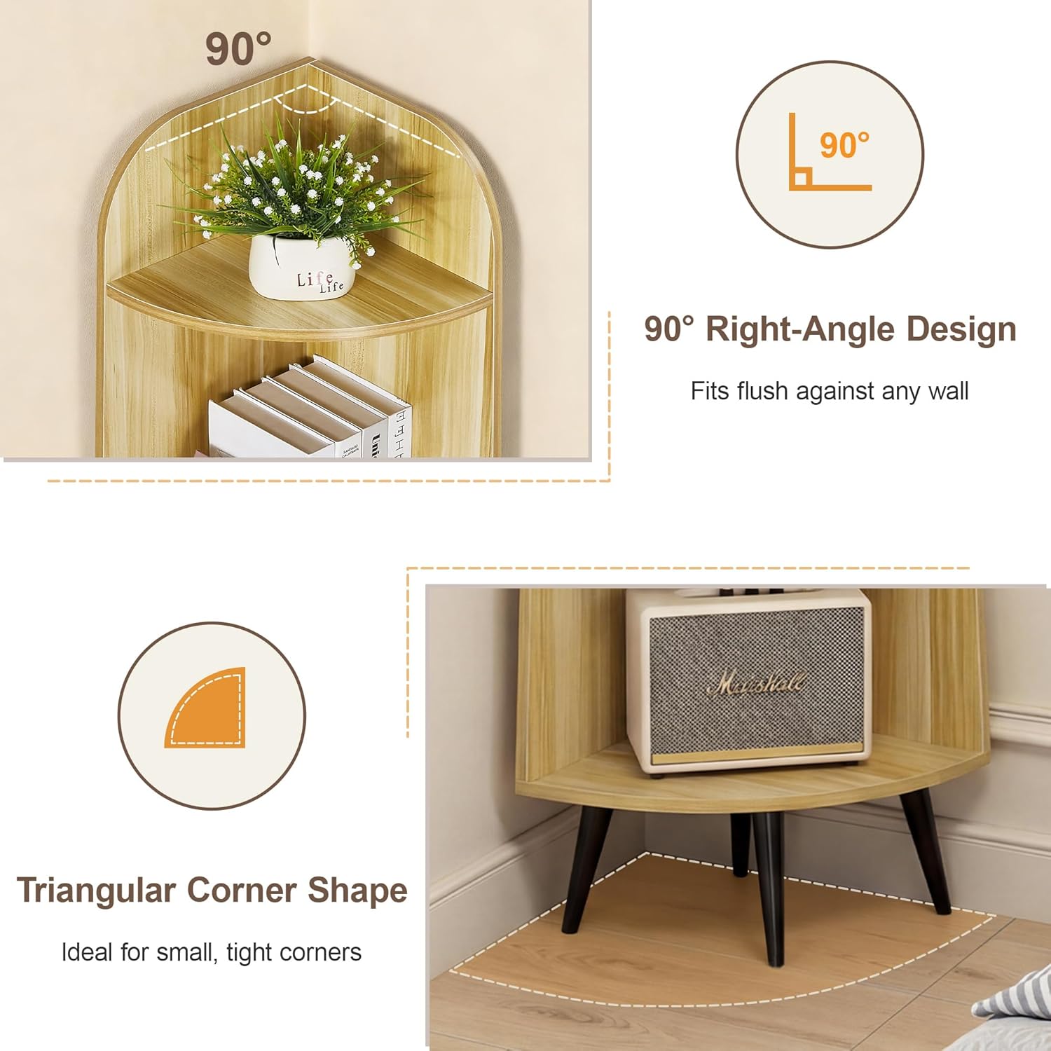 VECELO Large Corner Shelf - 66.93" Tall 5-Tier Organizer