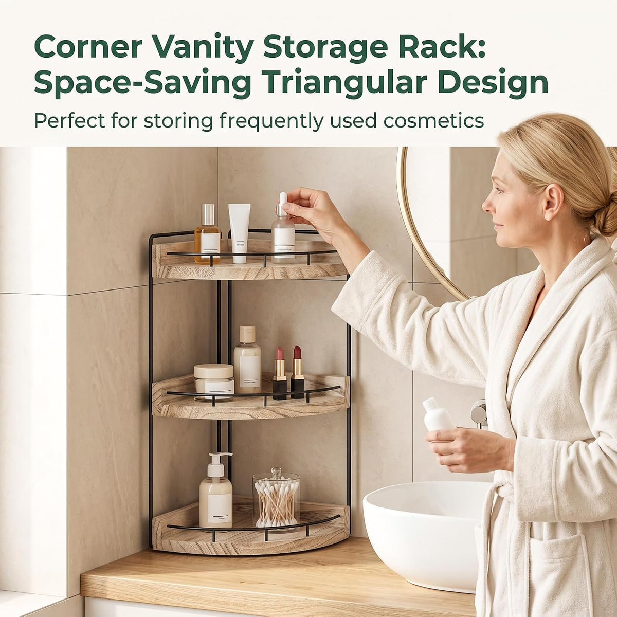 VECELO 2/3-Tier Free Standing Corner Shelf