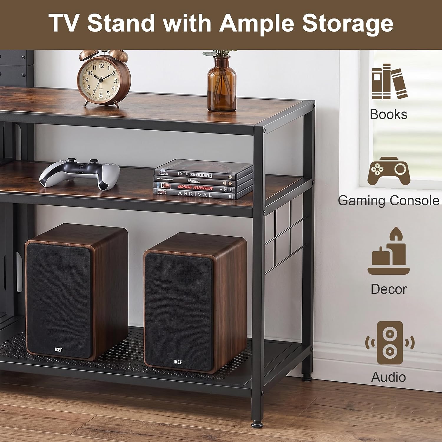 VECELO TV Stand with Mount, Universal Swivel TV Console for 32-75 inch TVs