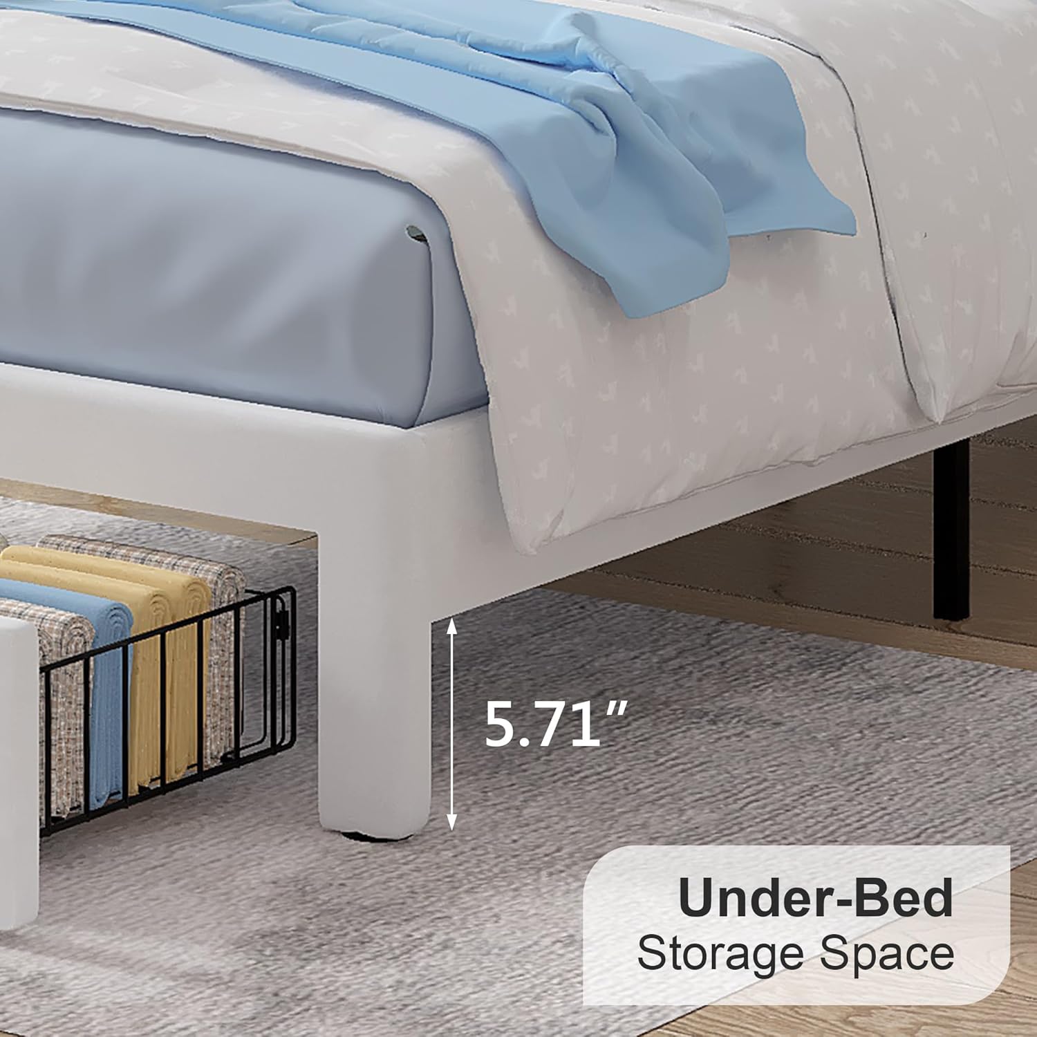 VECELO Twin Upholstered Bed Frame with Storage Drawer for Kids