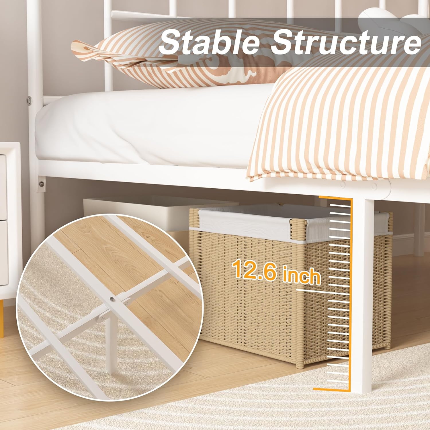 VECELO Bed Frame, 14 Inch Metal Platform with Headboard, Heavy Duty Steel Slat Support - VECELO