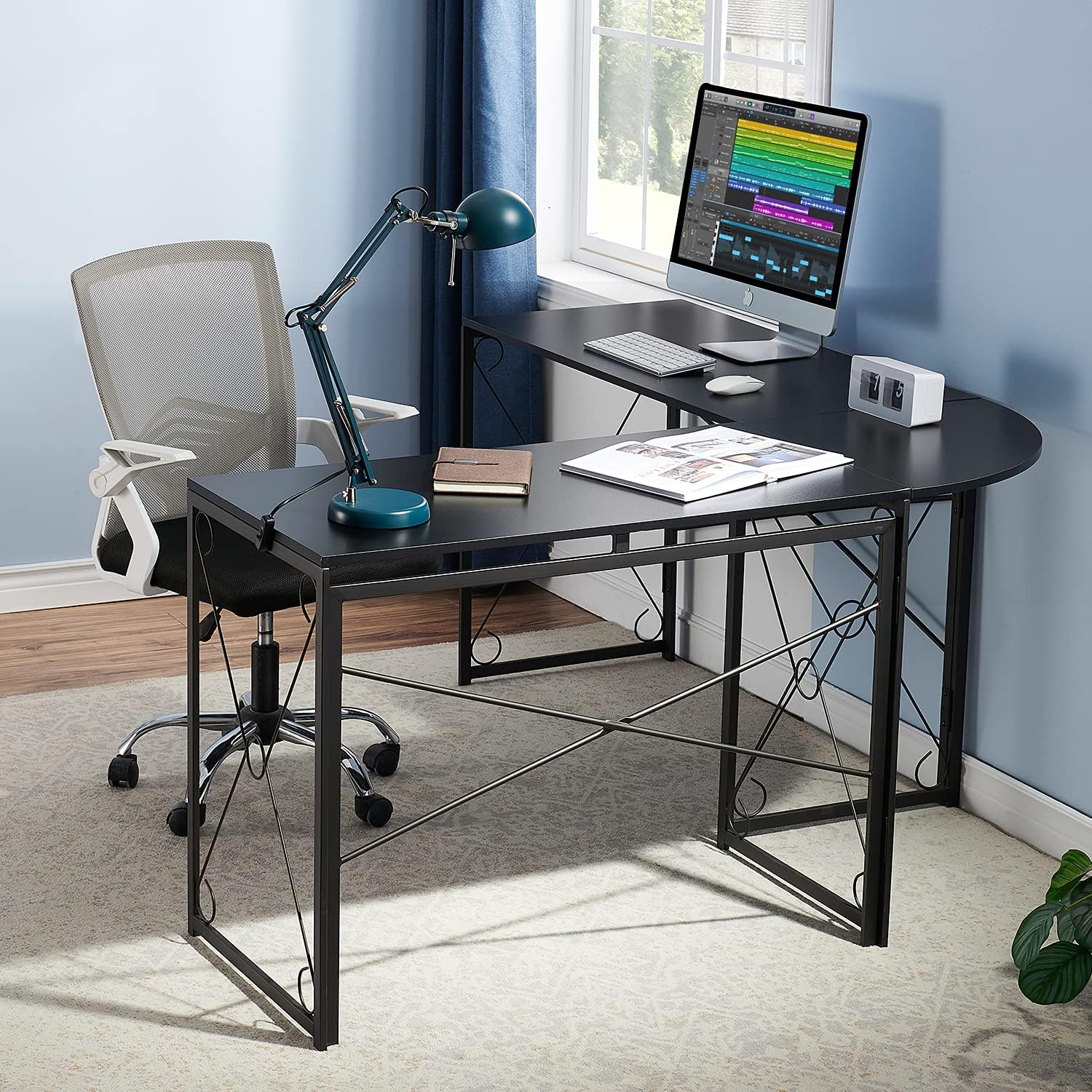 VECELO L Shaped Large Computer Corner Desk Industrial Home Office Workstation