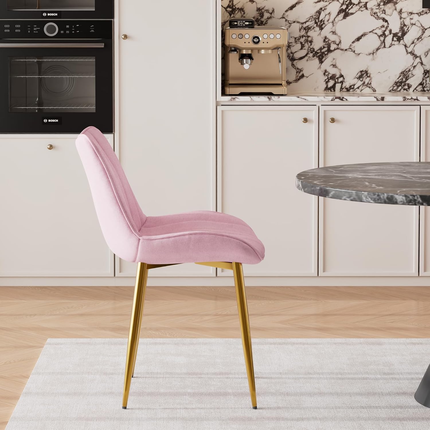 VECELO Dining Chairs, Velvet Fabric & Metal Frame