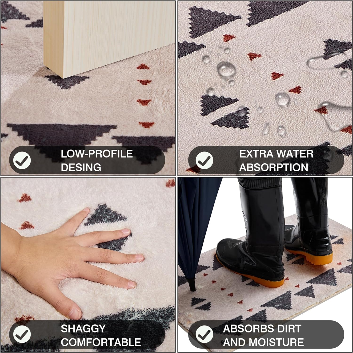 VECELO Outdoor Front Door Mat Outside Entrance, Low-Profile Welcome Mat - VECELO