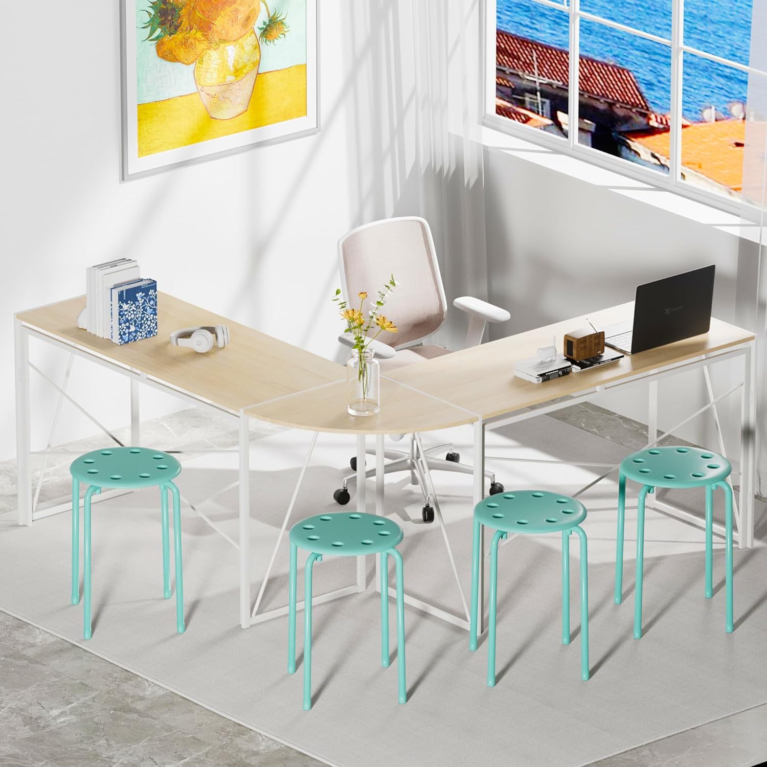 VECELO 6-Piece Stacking Stools, 17.7 Inch Standard Height - VECELO