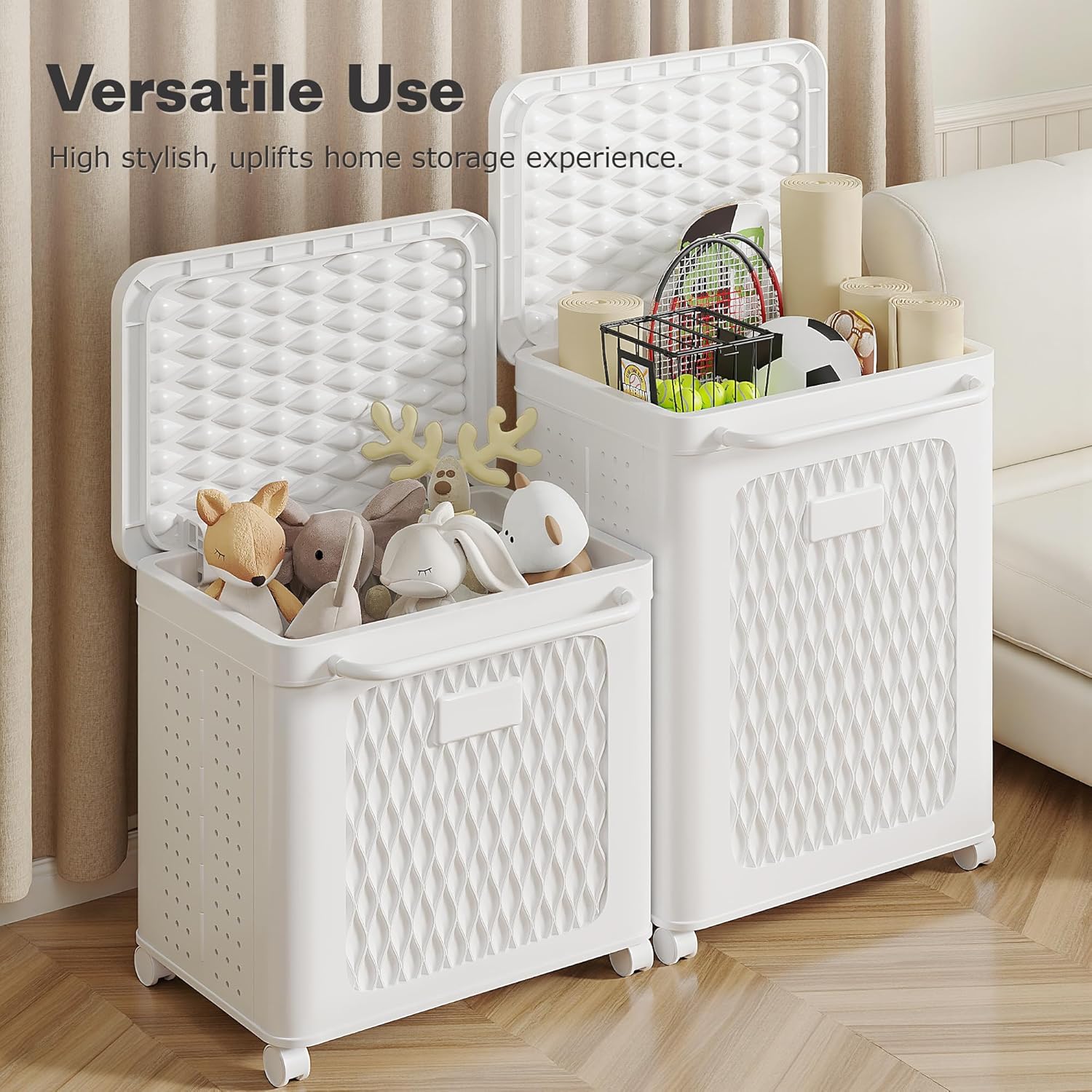 VECELO Rolling Storage Bins with Lid