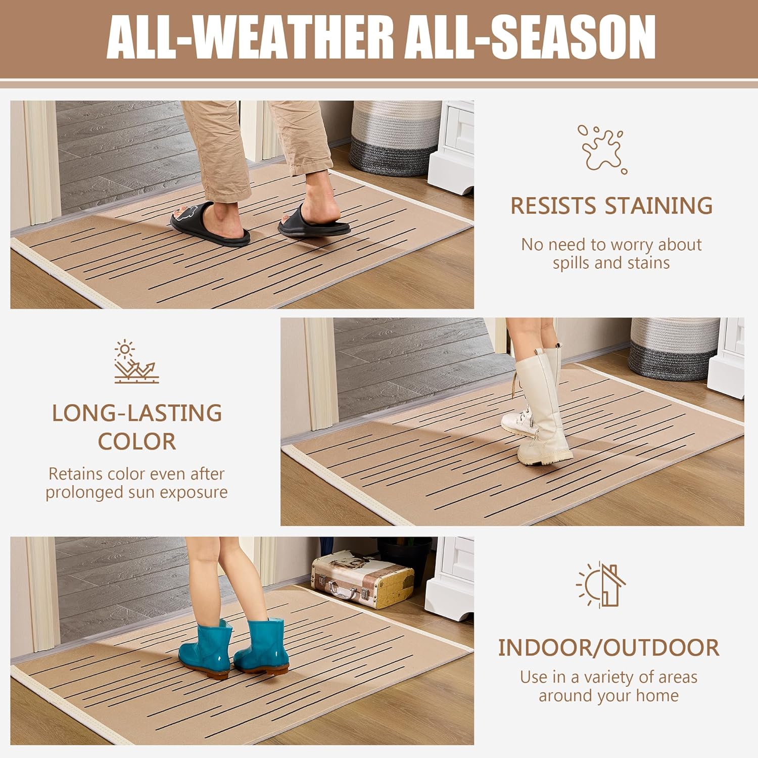 VECELO Front Door Mat Indoor Welcome Mat Outdoor, Absorbent Muddy Kitchen Rugs