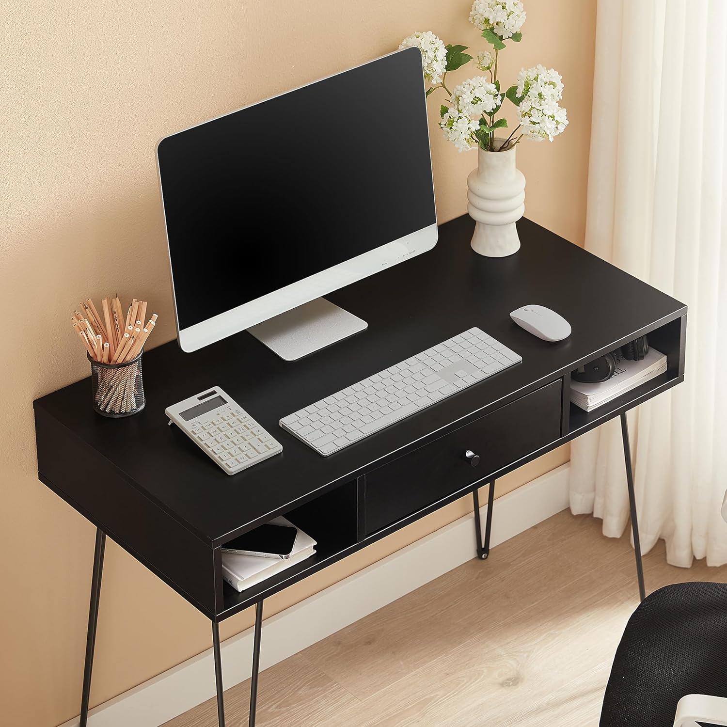 VECELO 39.3" Home Office Work Table with Drawers Computer Desk - VECELO