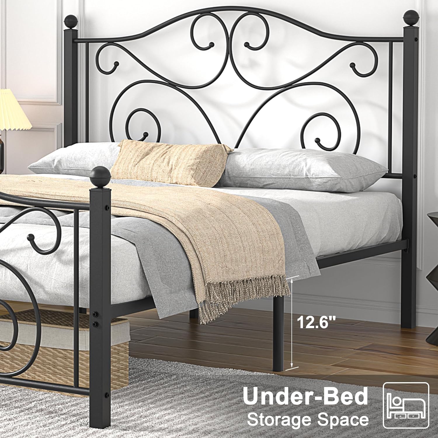 VECELO Classic Metal Bed Frame Mattress Foundation - VECELO