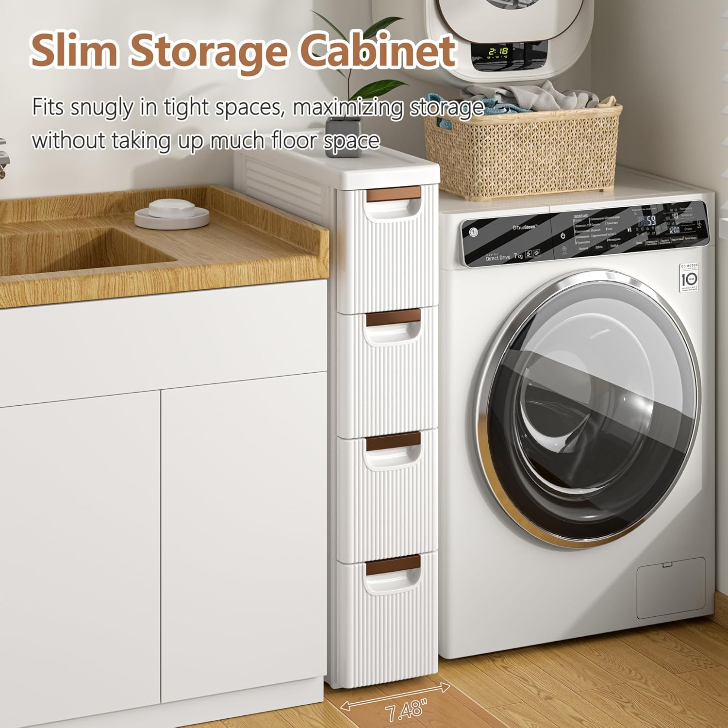 VECELO Narrow Bathroom Storage Cabinet