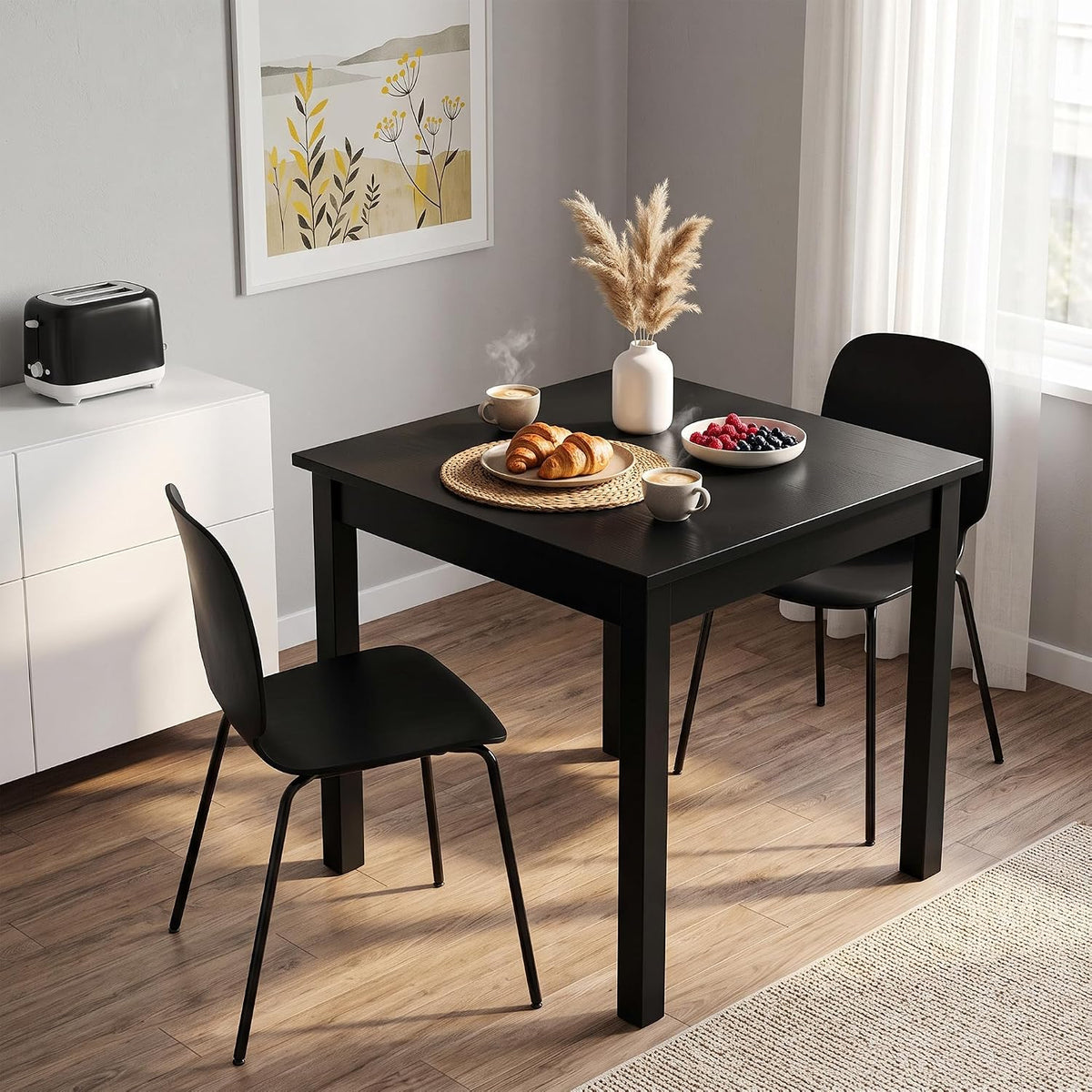 VECELO Square Dining Table for 2-4 People  29” x 29” Compact Kitchen Table with Solid Wood Legs
