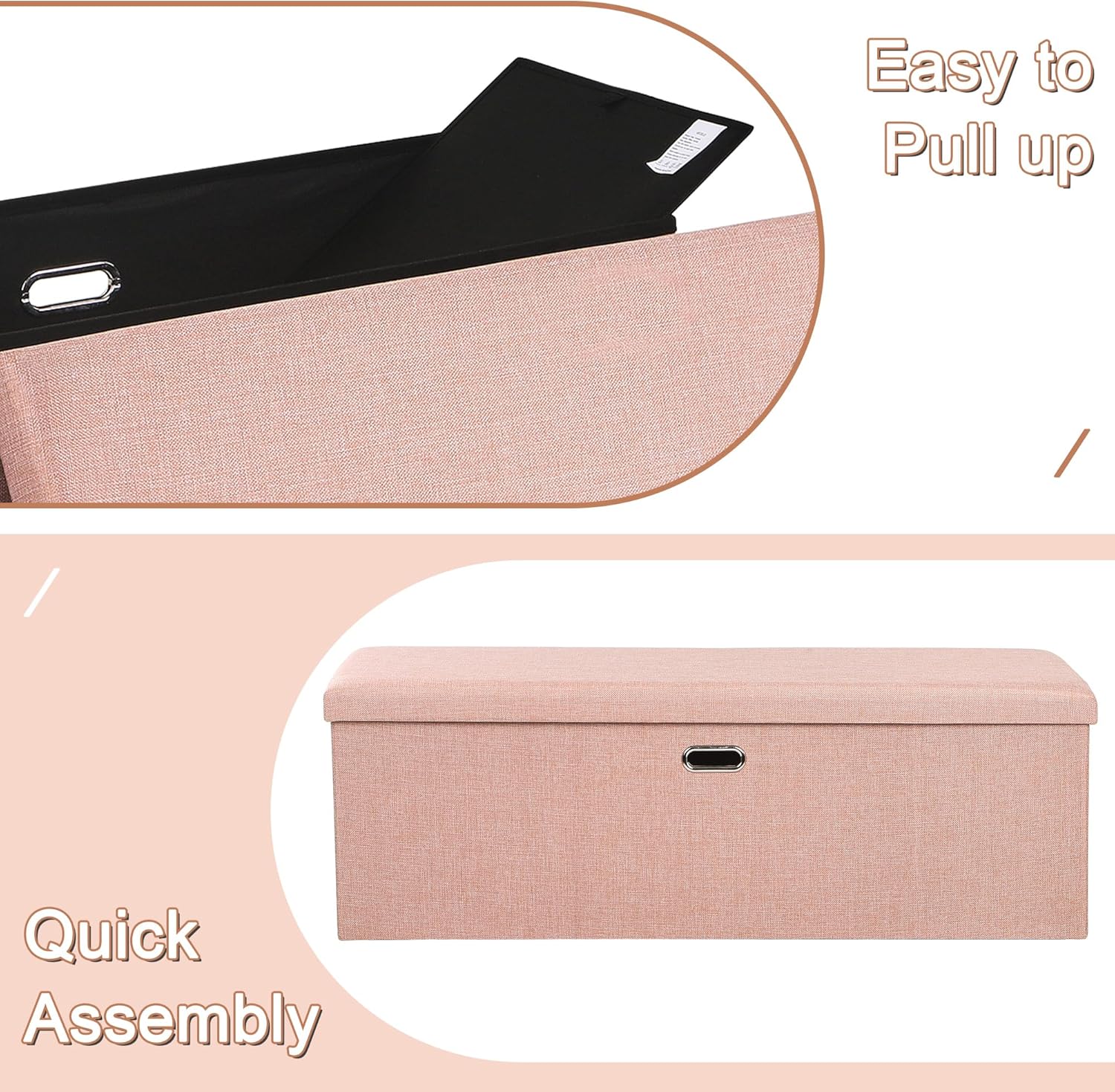 VECELO Folding Storage Ottoman Bench