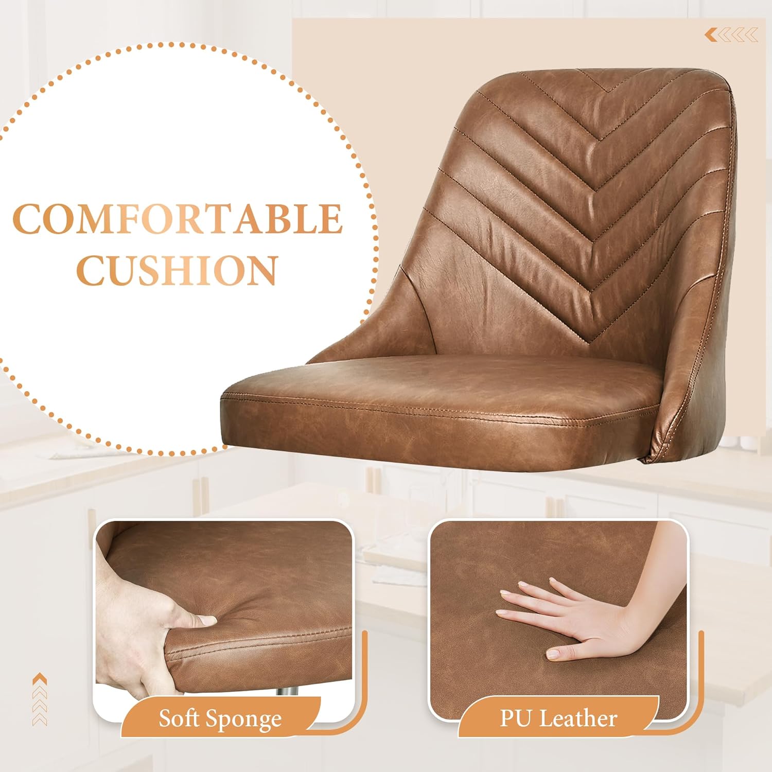 VECELO Bar Stool, Adjustable Barstools with Backrest