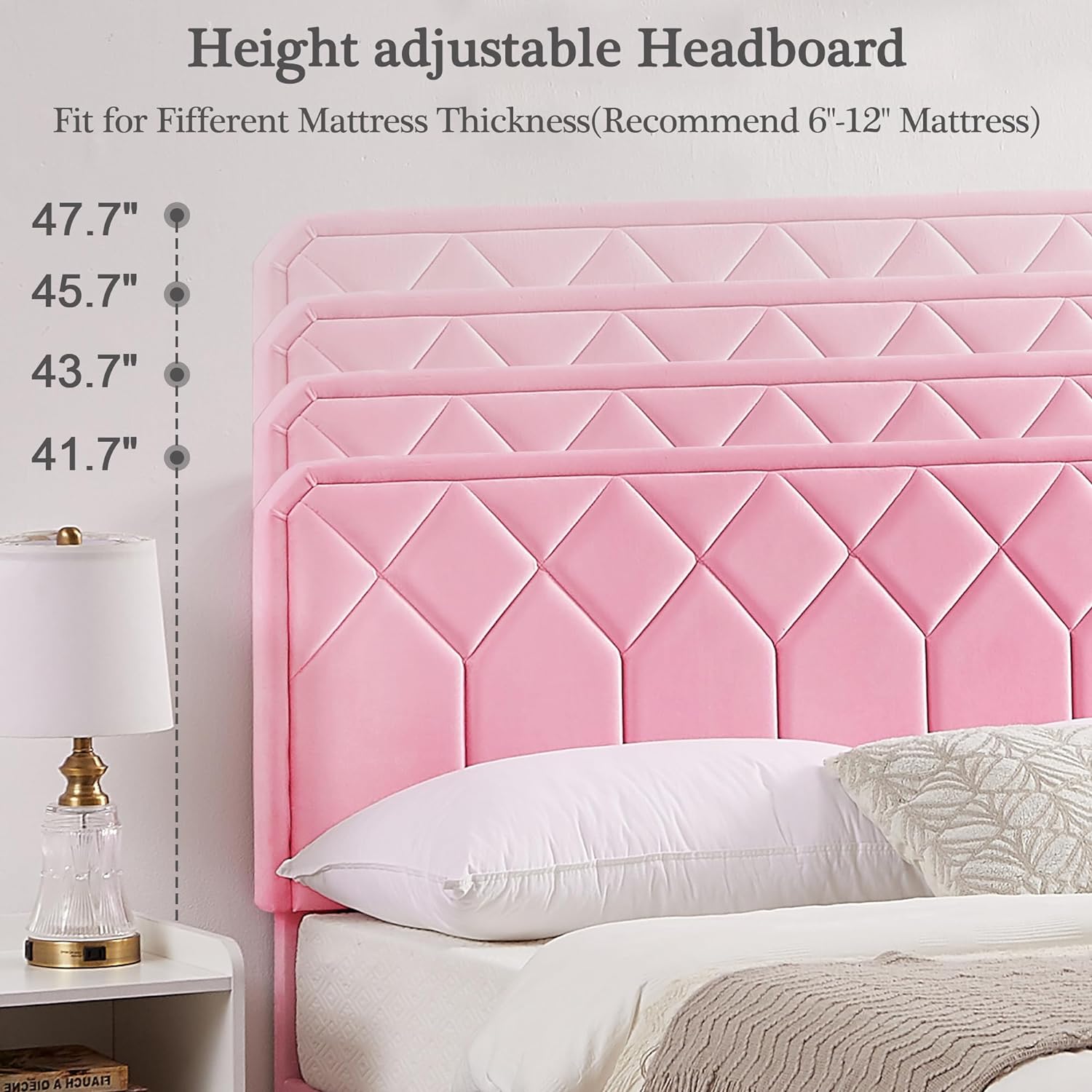 VECELO Premium Leather Upholstered Platform Bed Frame