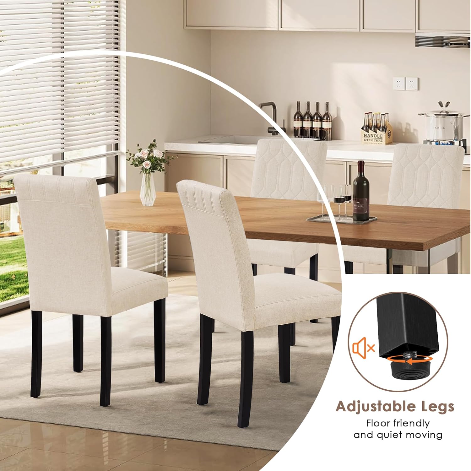 VECELO Upholstered Dining Chairs Set of 2