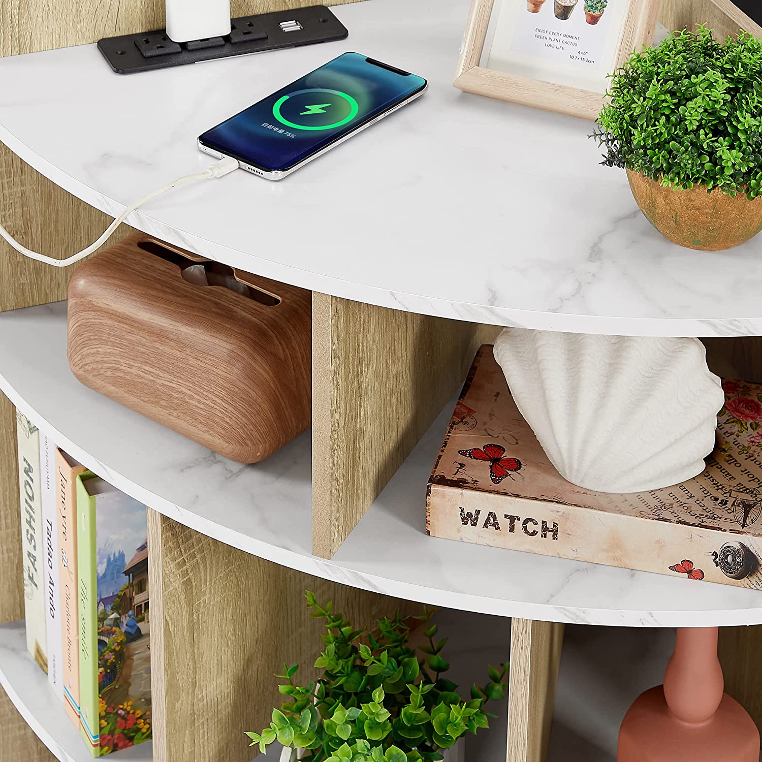 VECELO 3-Tier Corner Cabinet with 8 Cubbies, Wooden Cube Storage Organizer - VECELO