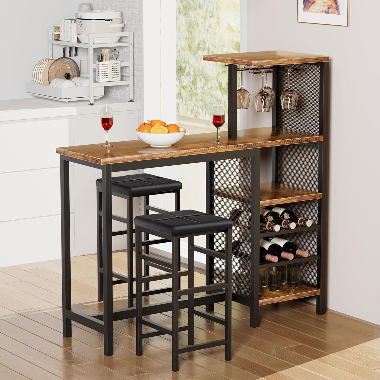 VECELO Bar Table and Chairs for 2