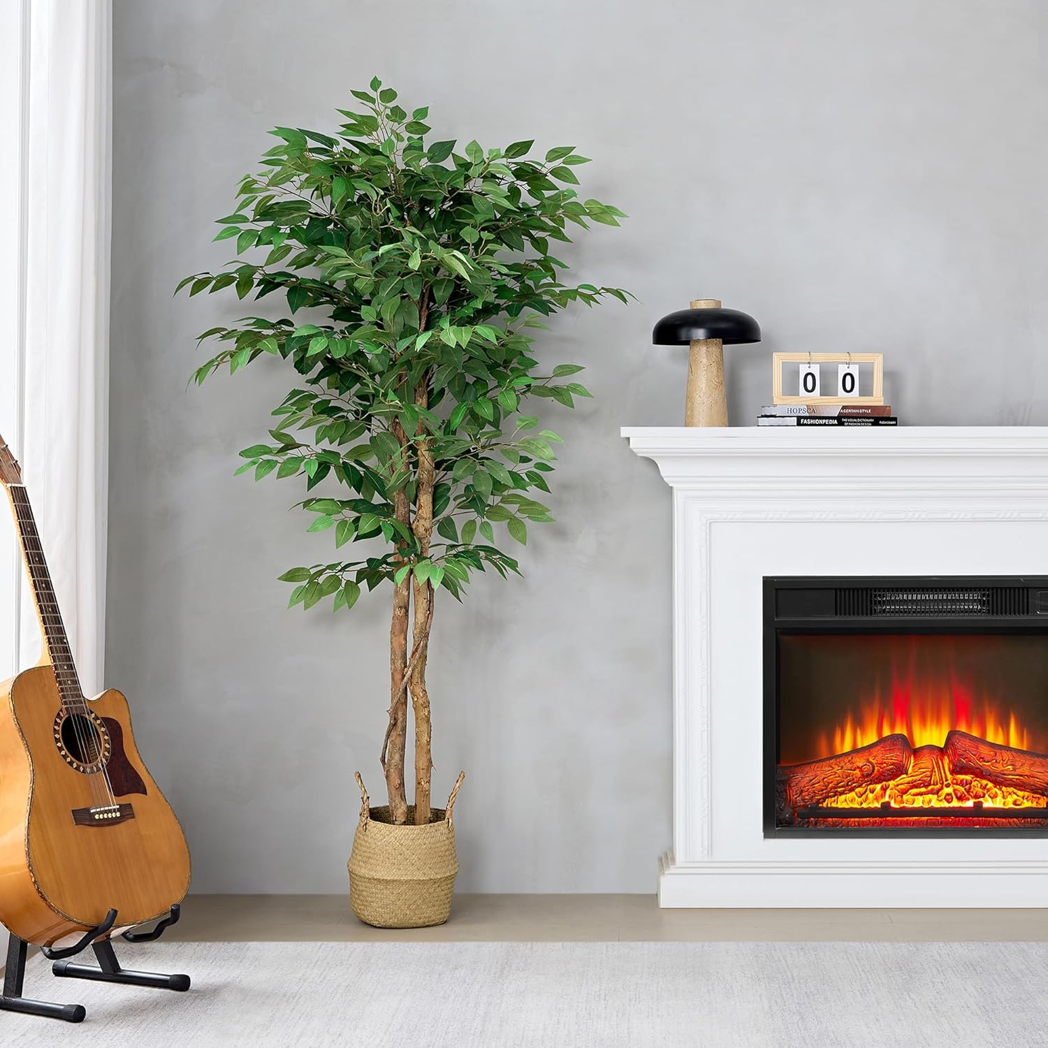 VECELO Artificial Ficus Tree with Sturdy Nursery Pot, 5FT and 6FT Faux Silk Plant - VECELO