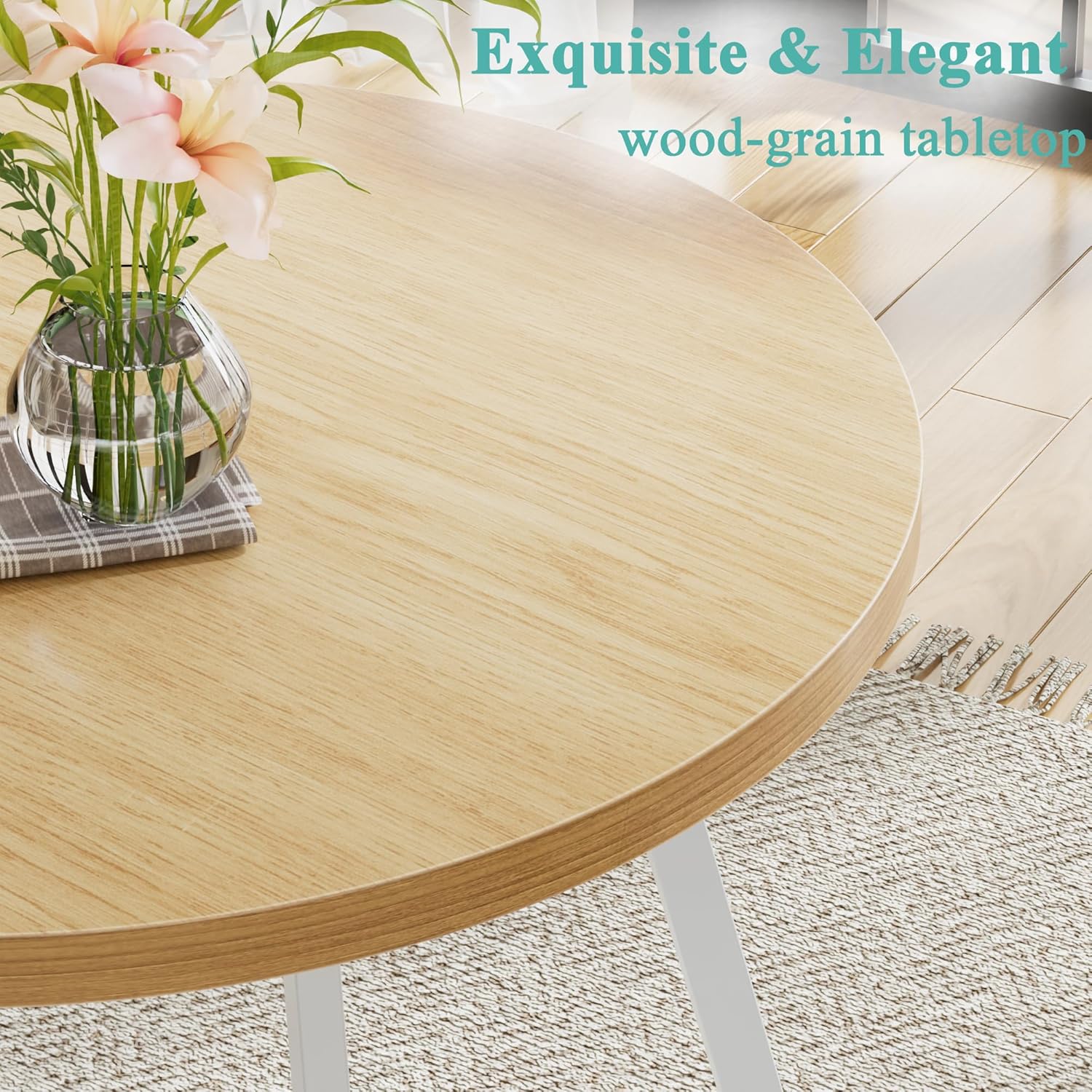 VECELO 35" Round Dining Table for 4