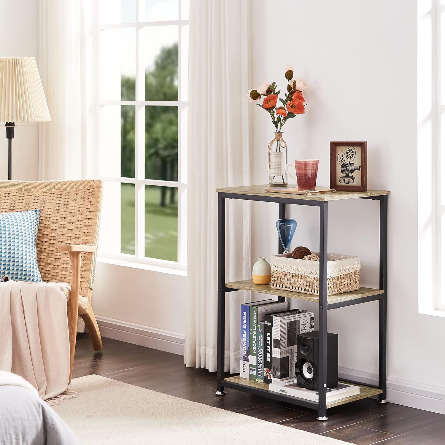 VECELO End Side Table 3-Layer Narrow Night Stand/Entryway/Hallway Console Table for Living Room/Bedroom