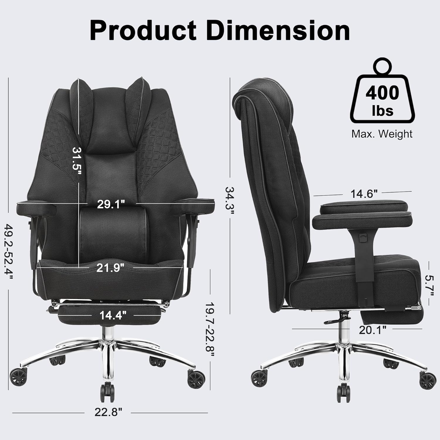 VECELO Big and Tall Office Chair 400lbs