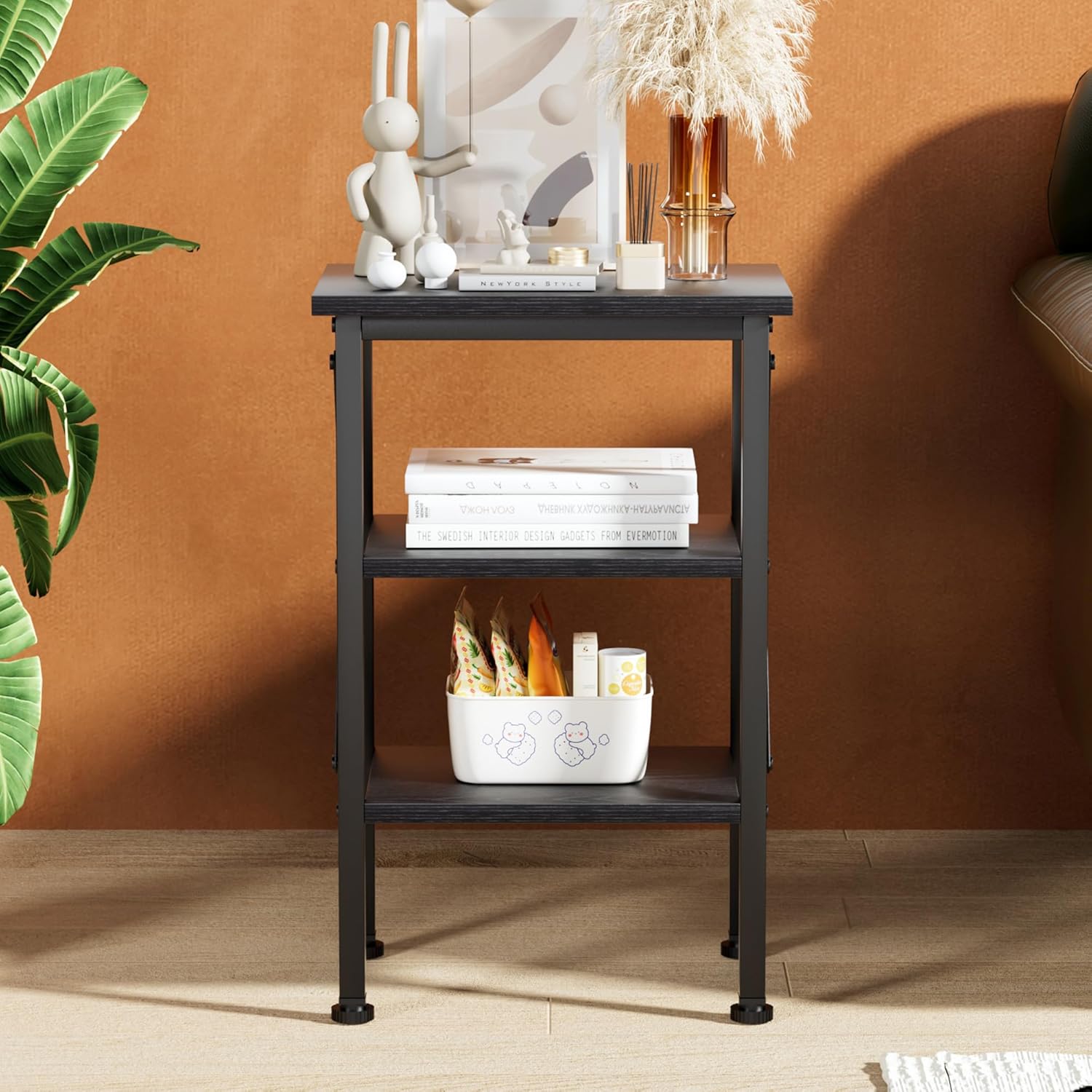 VECELO Modern Nightstands X-Design Side End Table Night Stand with Storage Shelf