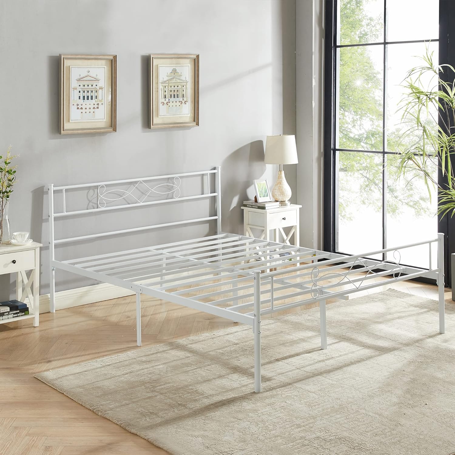 VECELO Metal Platform Bed Frame with Headboard & Footboard Premium Steel Slat Support Noise-Free