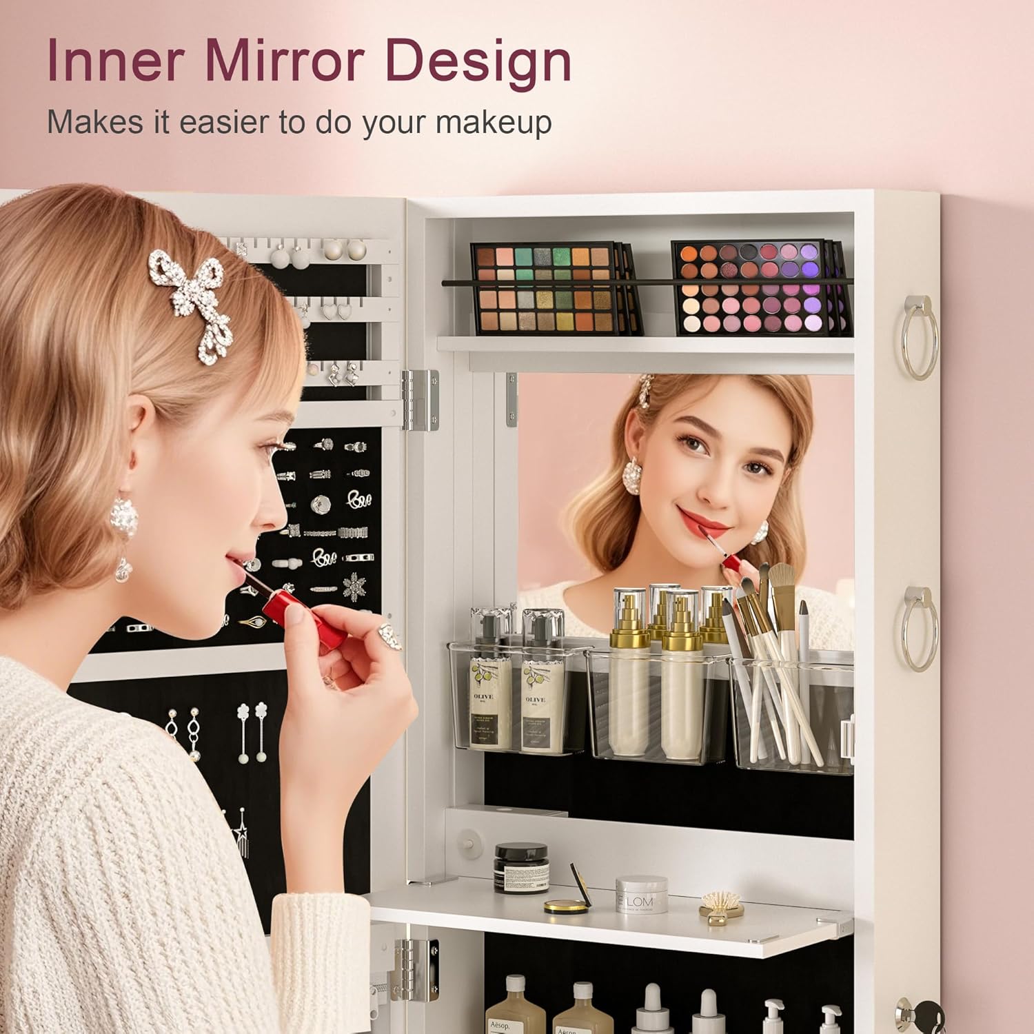 VECELO LED Mirror Jewelry Cabinet - VECELO