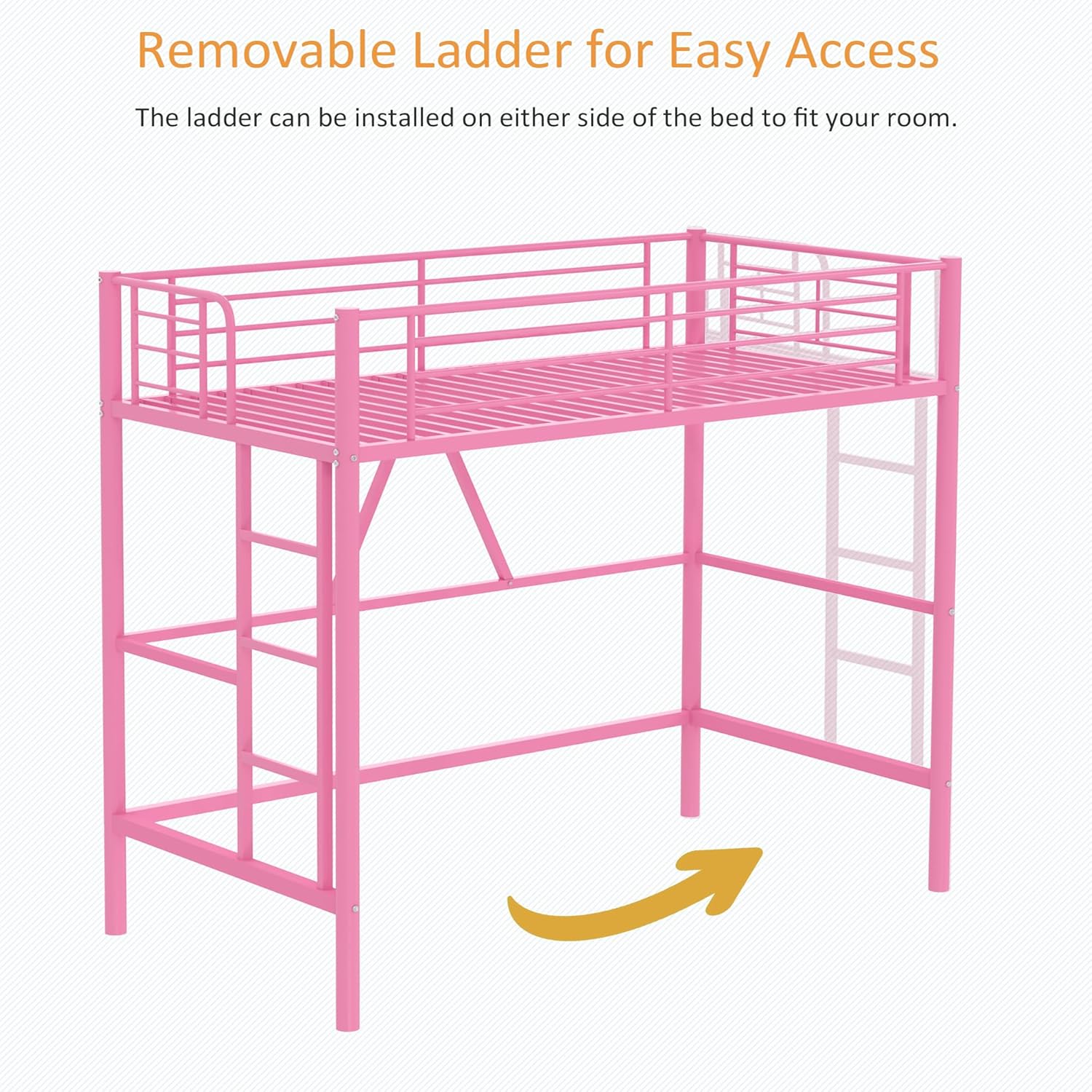 VECELO Metal Loft Bed Twin Size