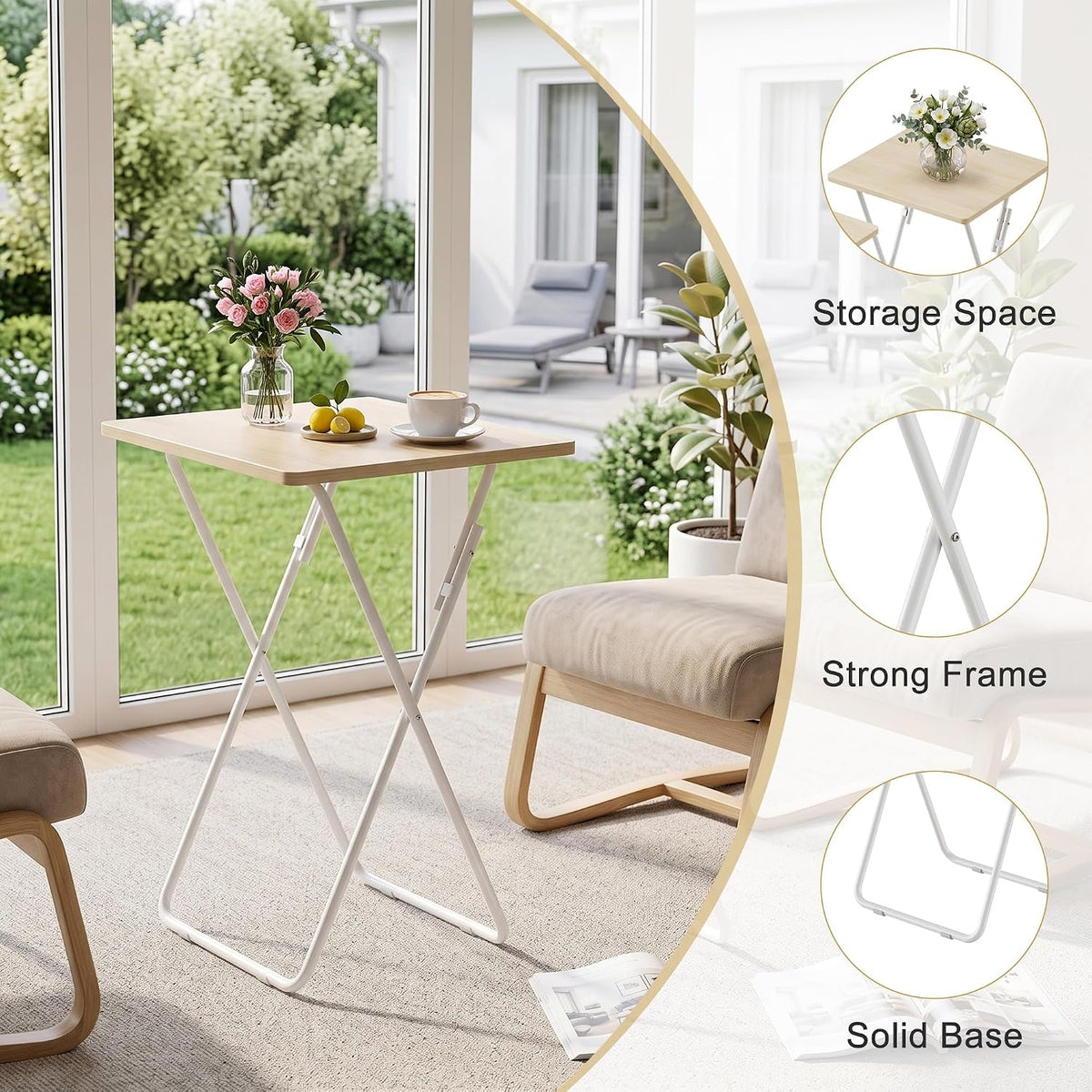 VECELO Folding Table  Portable TV Snack Trays  No Assembly Required
