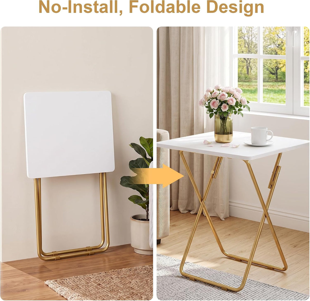 VECELO Folding Table  Portable TV Snack Trays  No Assembly Required