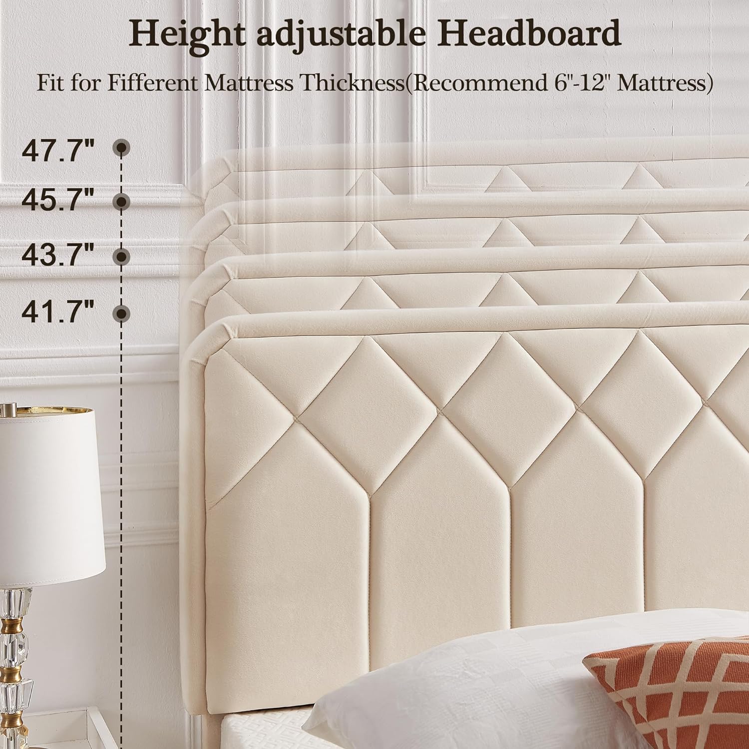 VECELO Premium Leather Upholstered Platform Bed Frame