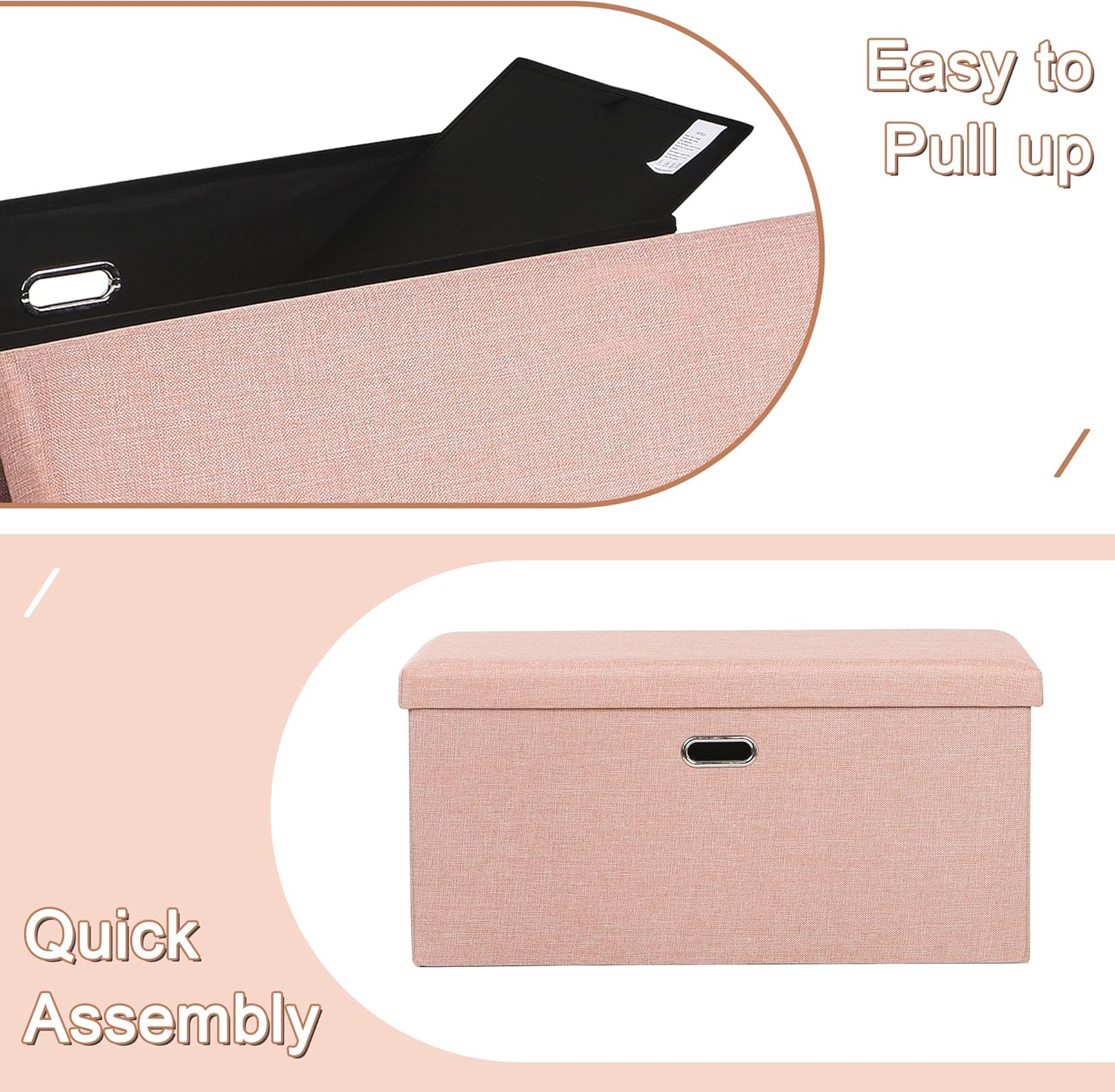 VECELO Folding Storage Ottoman Bench