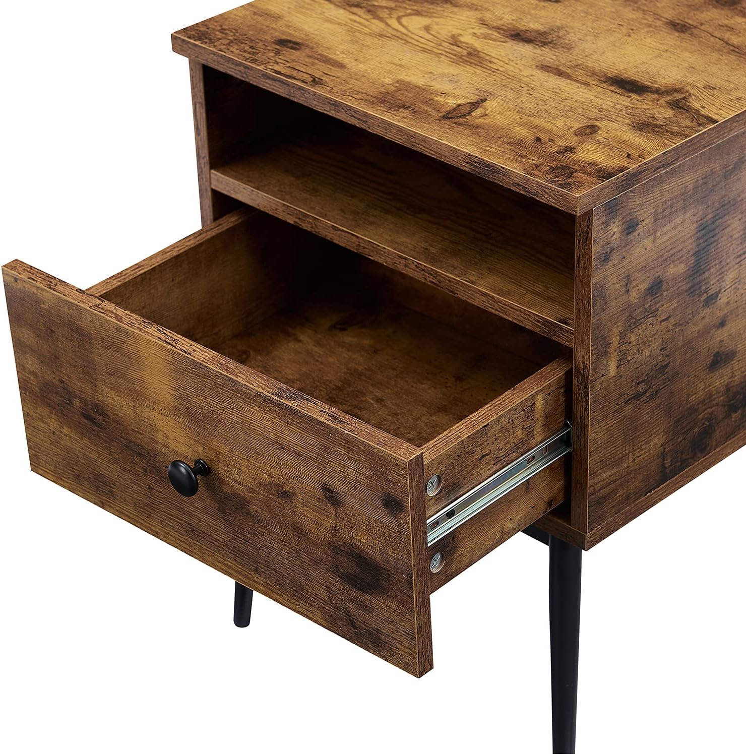 Modern Nightstand Square End Side Table with Drawer and Storage Space