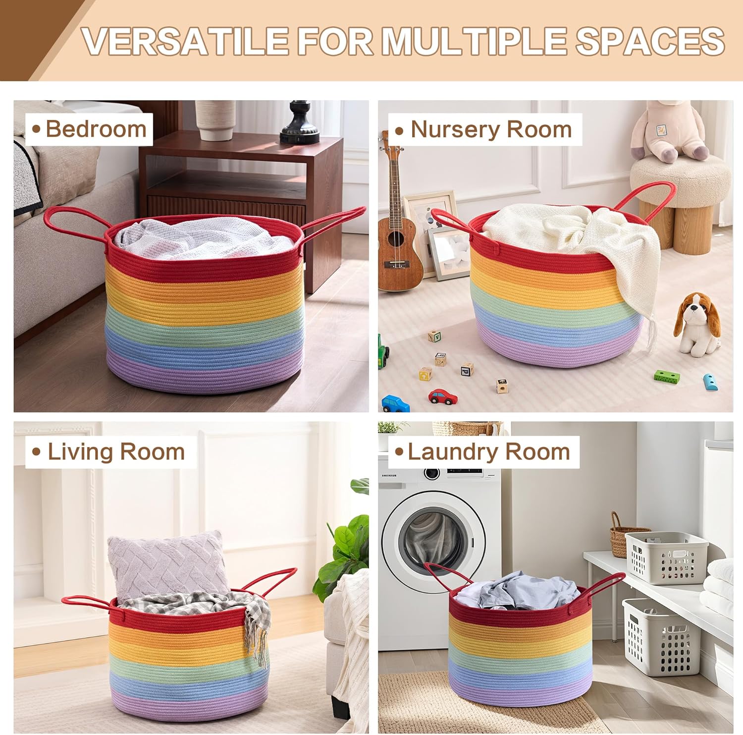 VECELO Large Blanket Basket (20.1" x 12.6")