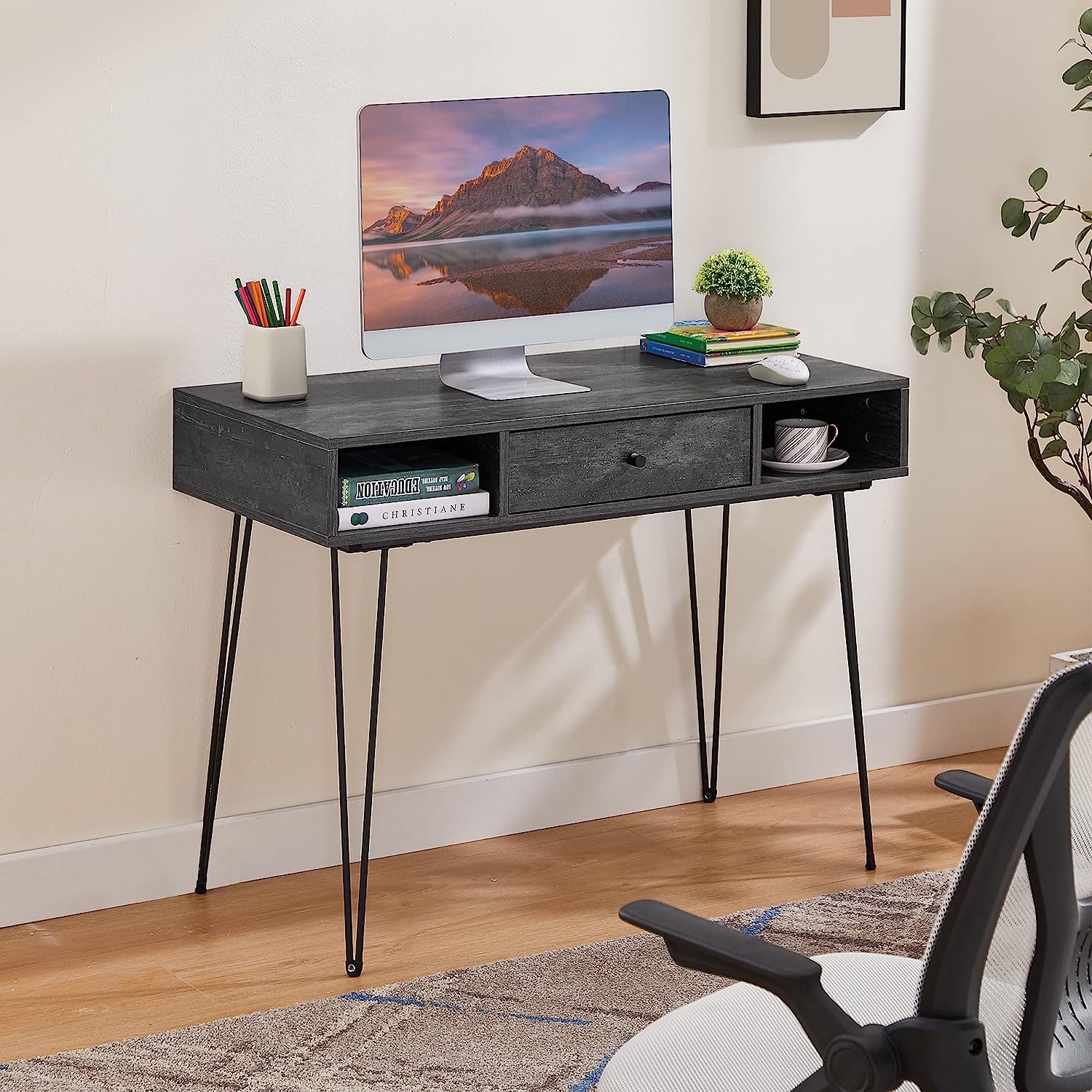 VECELO 39.3" Home Office Work Table with Drawers Computer Desk - VECELO