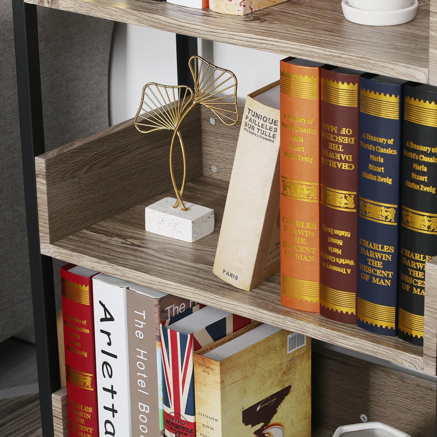 VECELO Bookshelf, 30" H Small Bookcase,3-Tier Storage Organizer,Wood Bookcase with Steel Frame