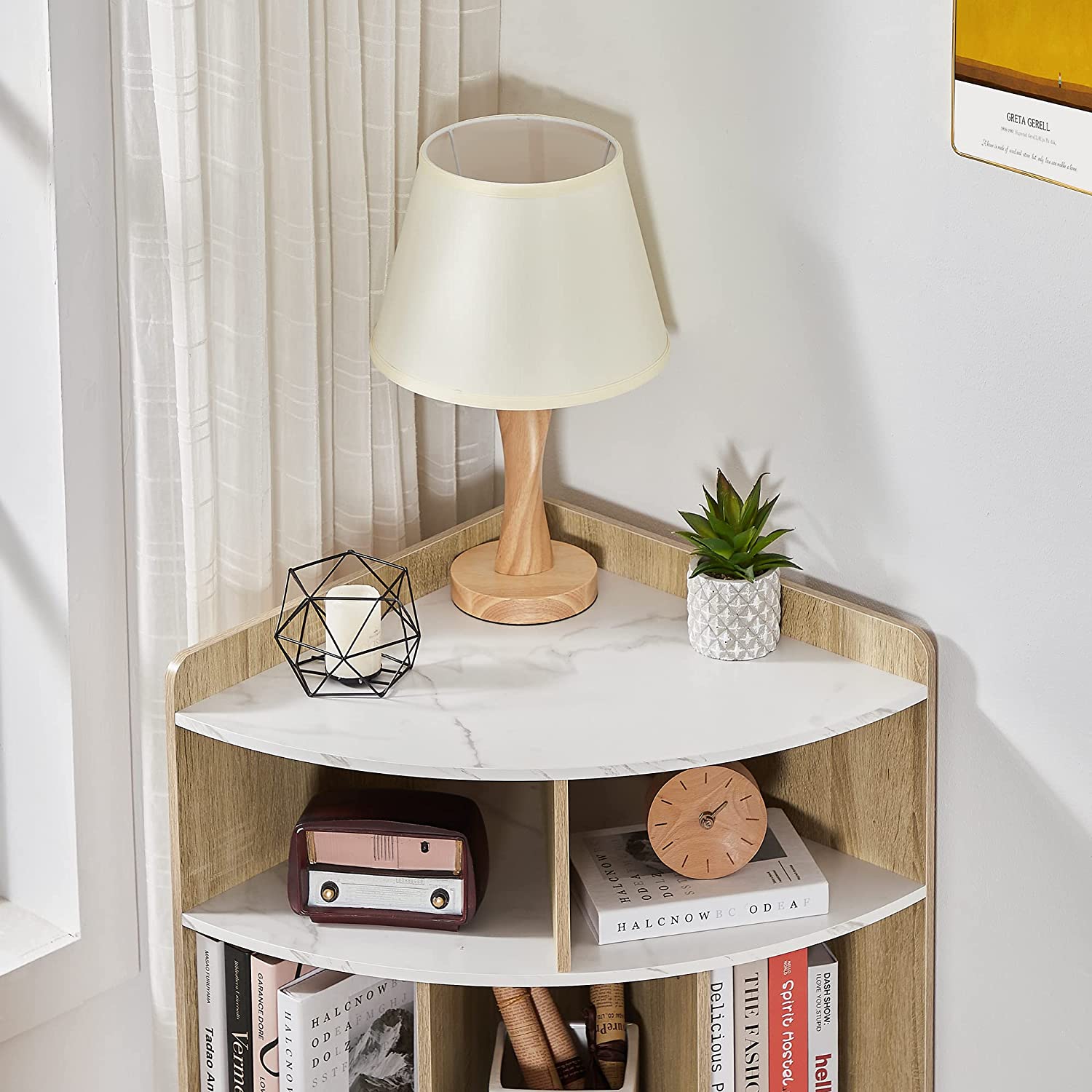 VECELO 3-Tier Corner Cabinet with 8 Cubbies, Wooden Cube Storage Organizer - VECELO