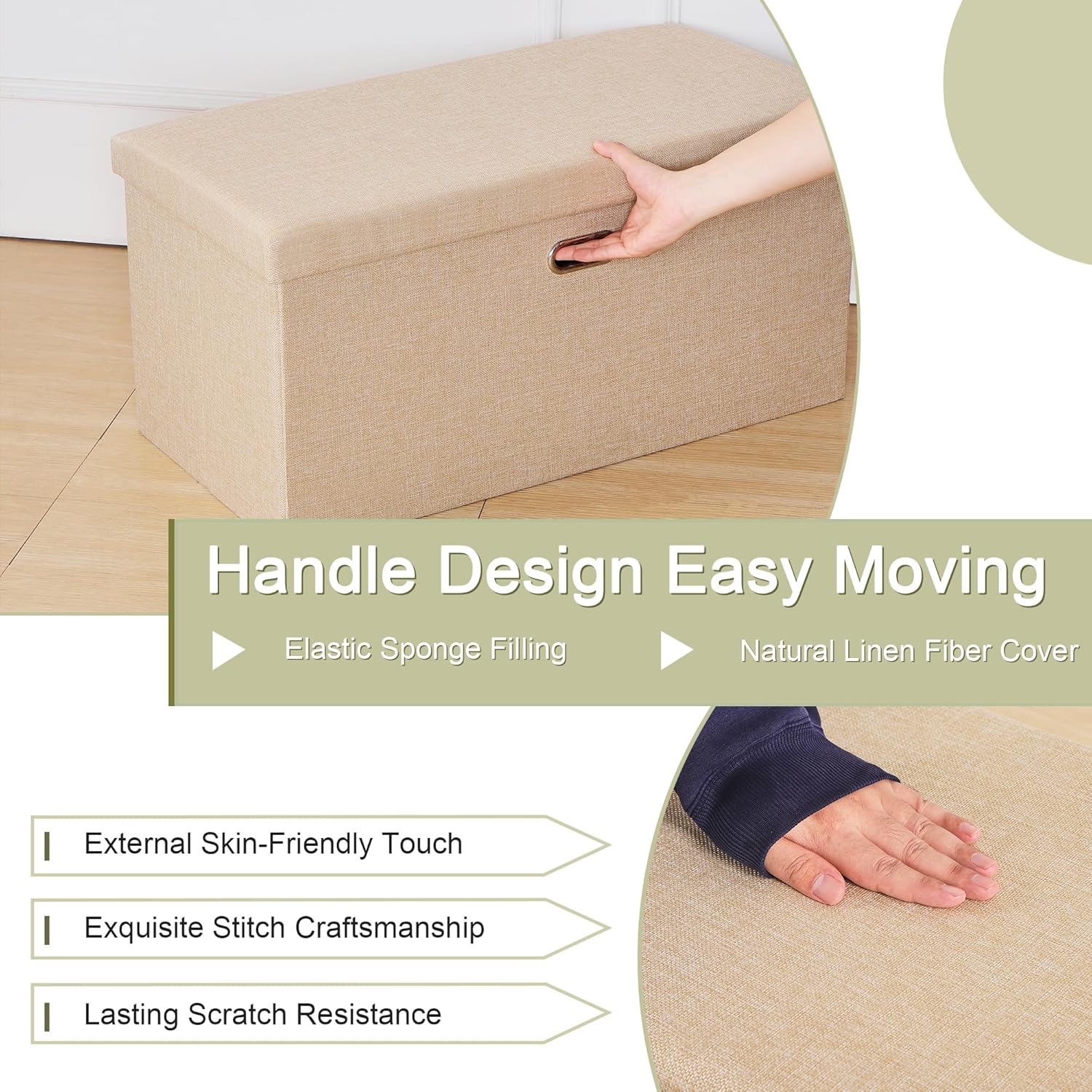 VECELO Folding Storage Ottoman Bench