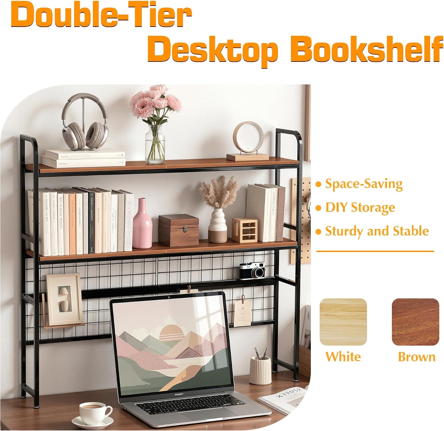 VECELO 2-Tier Desktop Bookshelf