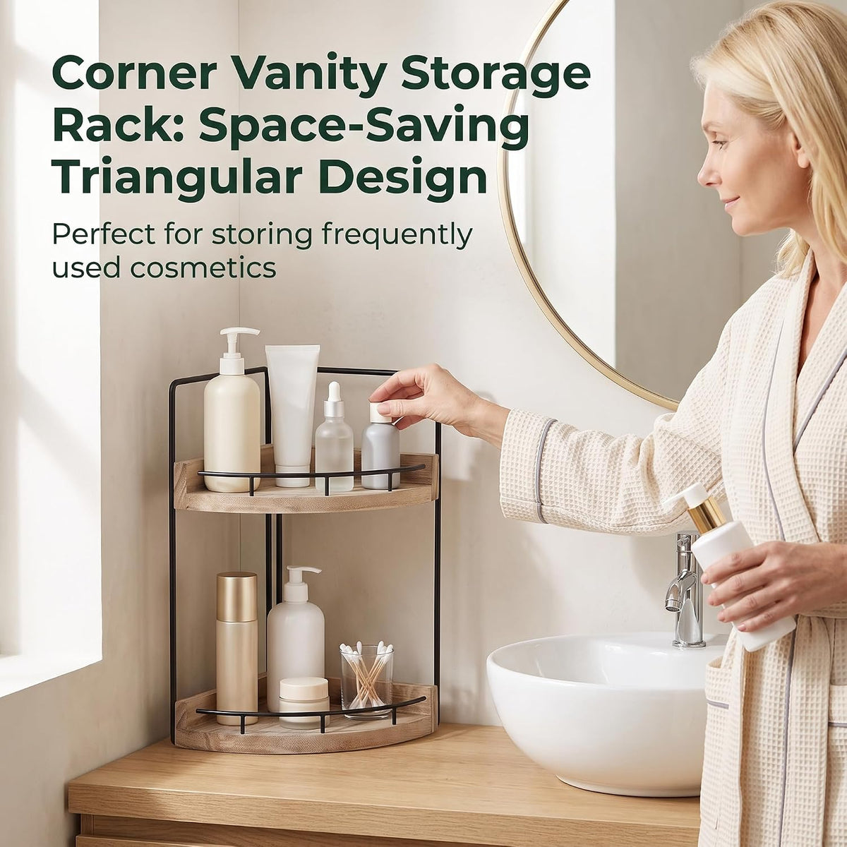 VECELO 2/3-Tier Free Standing Corner Shelf