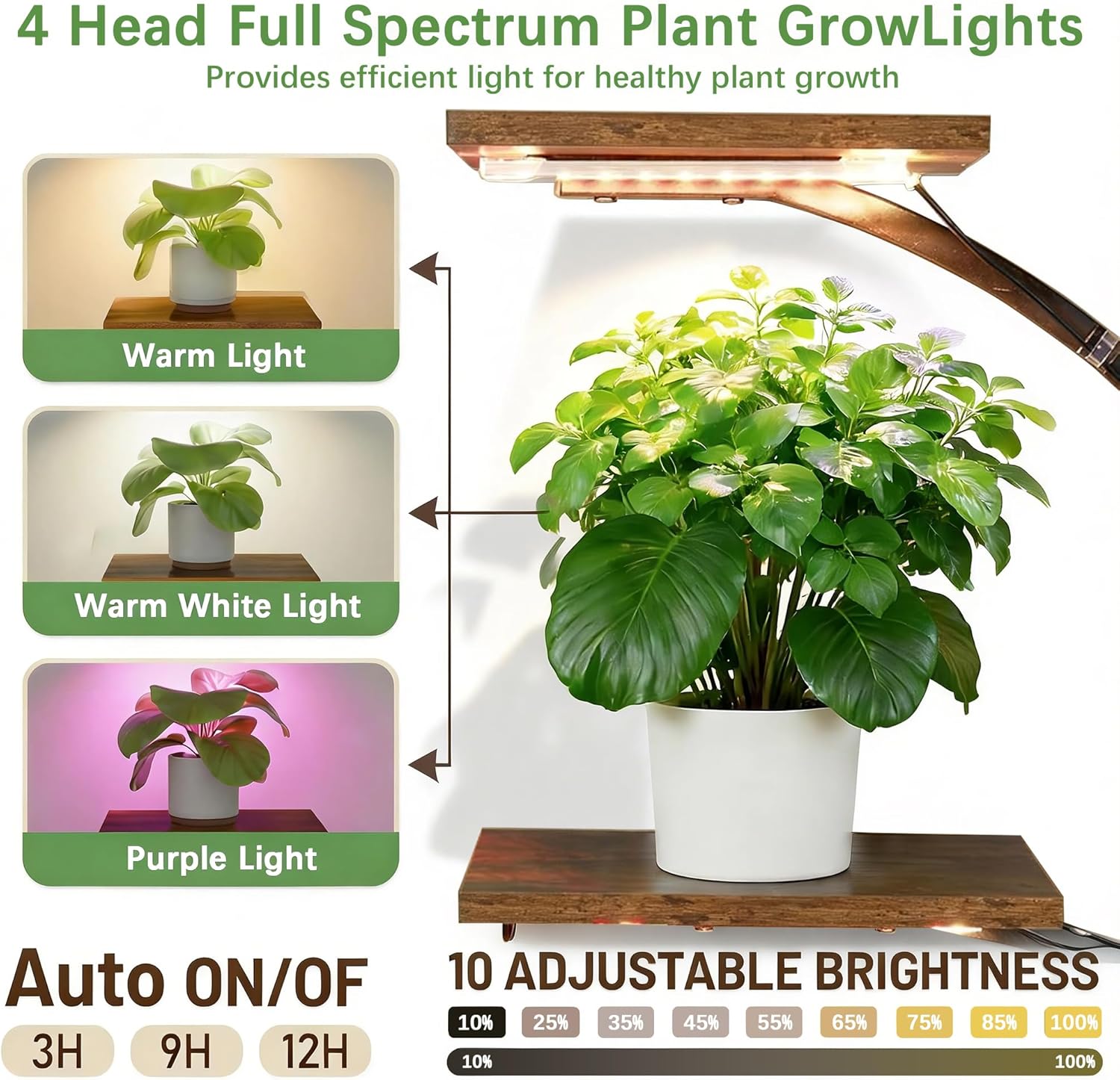VECELO 66.1" Tall Plant Stand Indoor with Grow Lights