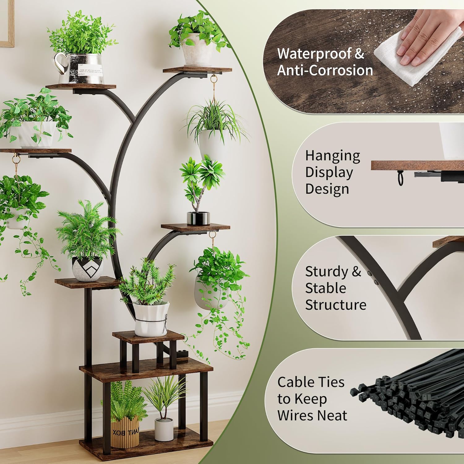 VECELO Plant Stand with Grow Light
