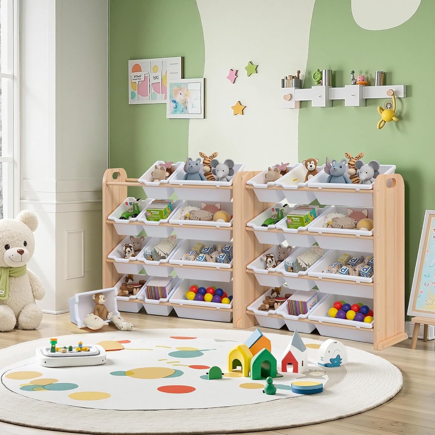 VECELO Kids Toy Storage Organizer with 12 Pcs Bins