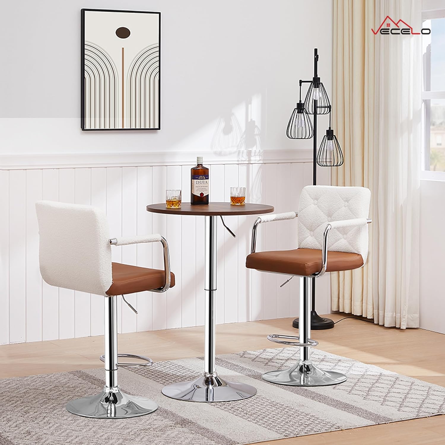 VECELO Adjustable Counter Height Bar Stools Set of 2 - VECELO