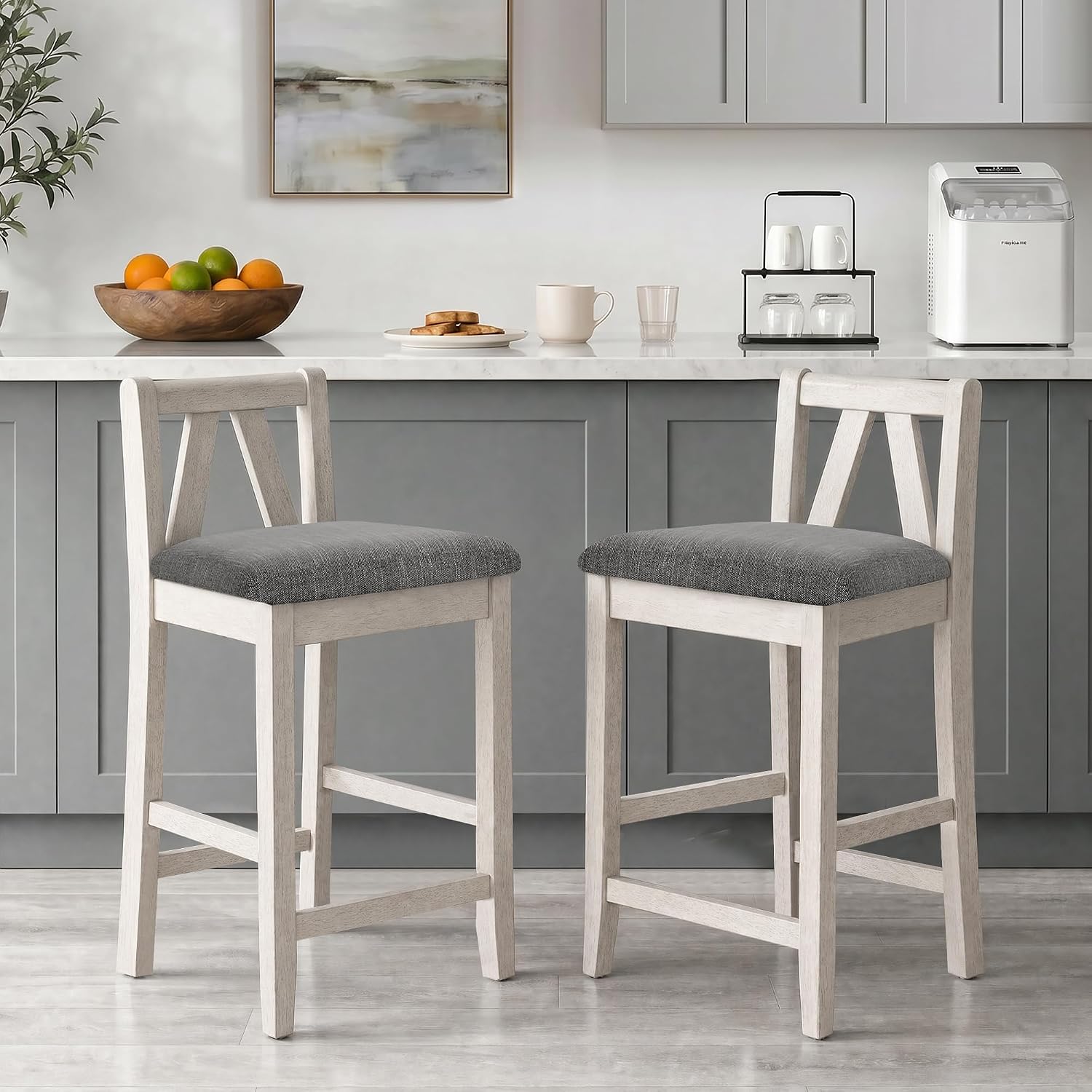 VECELO Counter Height Bar Stools Set of 2