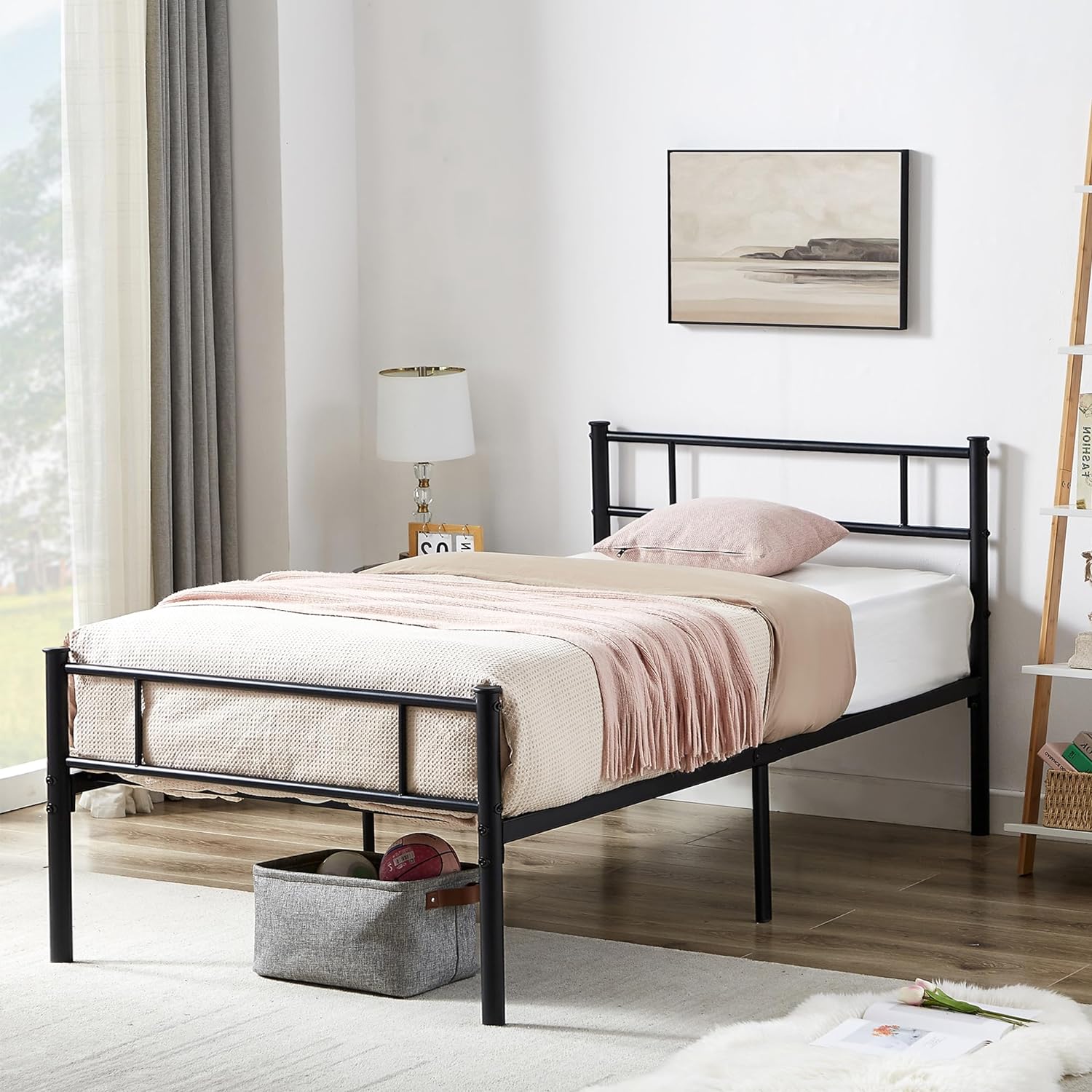 VECELO Platform Bed Frame with Headboard and Footboard, 12'' Under-Bed Storage & Strong Metal Slats Support